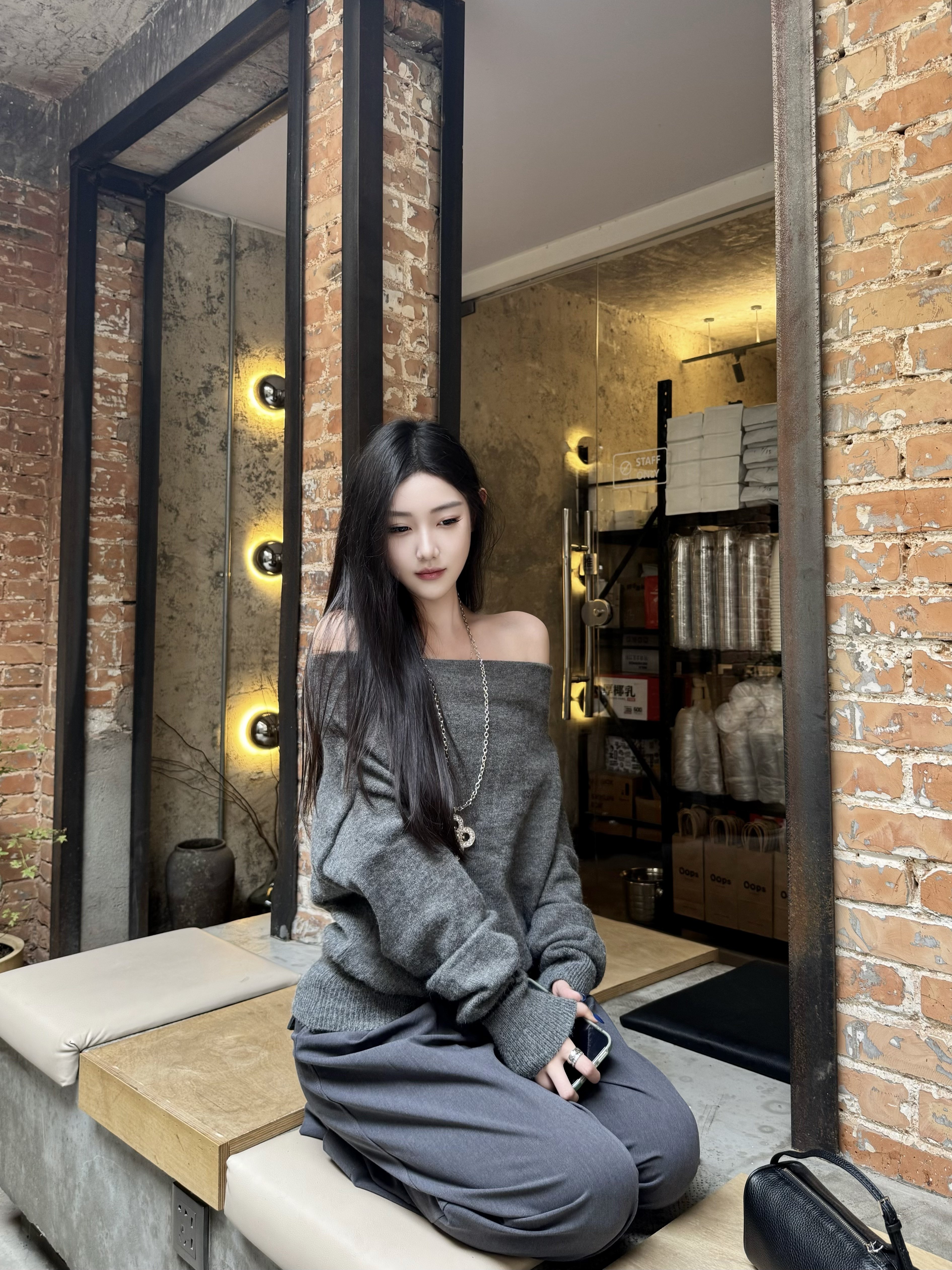 KENABSTUDIO春夏灰色阔腿西装裤 宽松垂感面料舒适有型