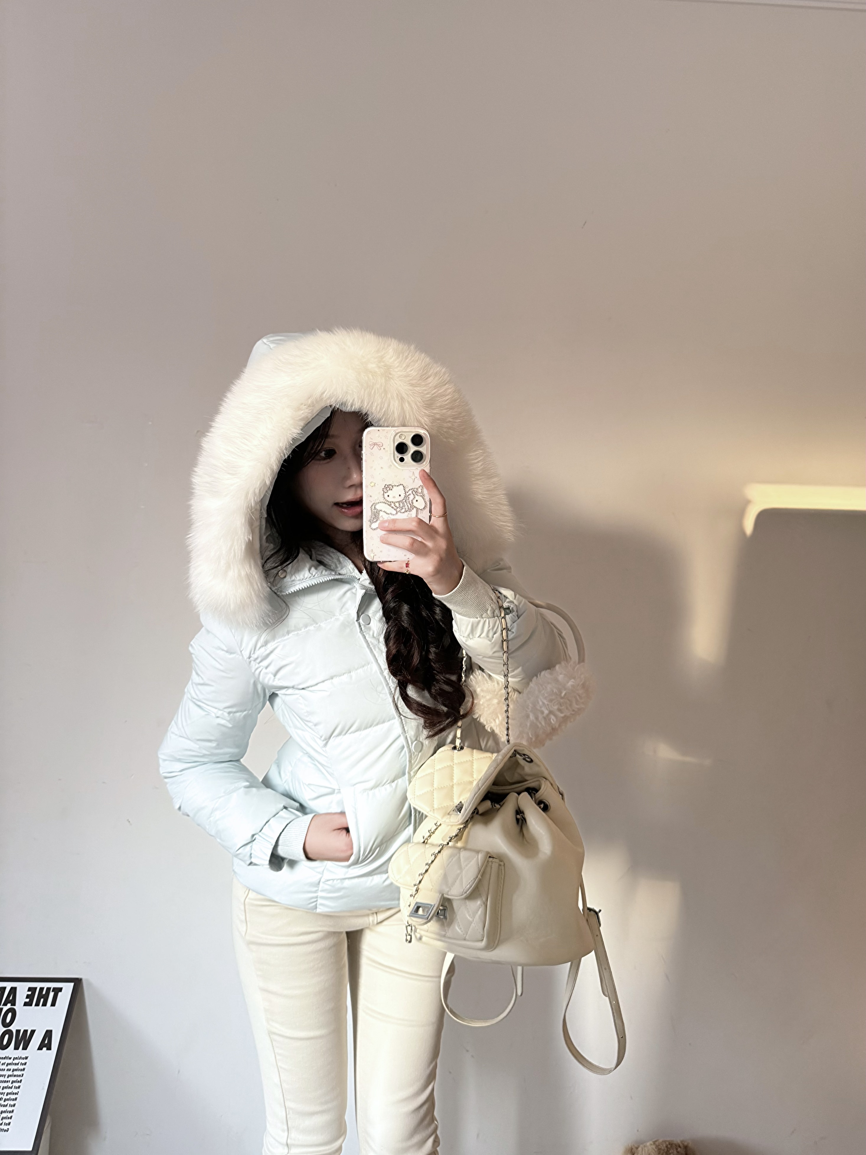 RUOYU若语半永久韩女裤 加绒修身设计保暖不臃肿 高腰小脚裤型拉长比例