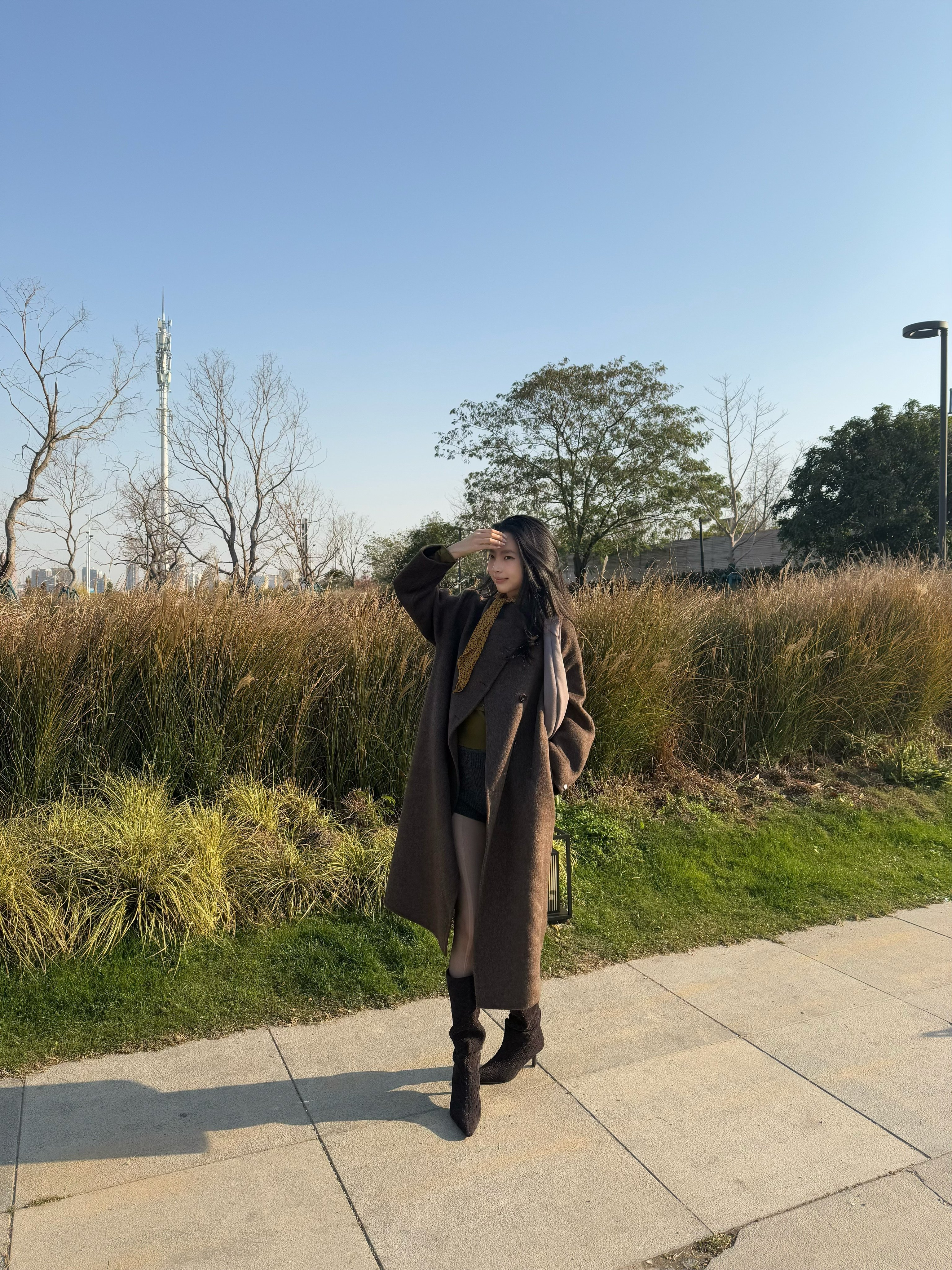 Le' Murmure冬季时尚羊反绒长筒靴堆堆设计慵懒随性 高跟拉长腿部比例