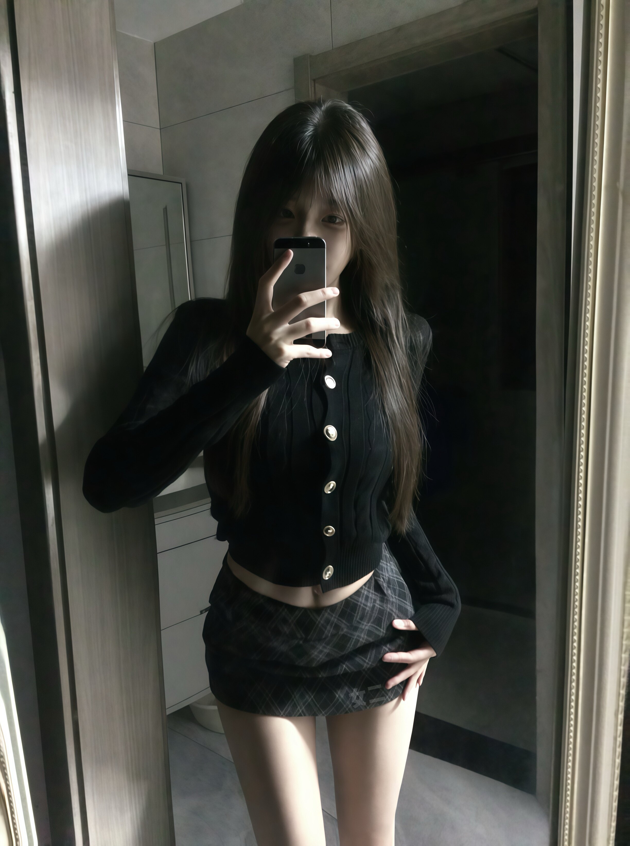 SiCii复古韩系低腰包臀裙 格纹短裙显瘦辣妹风 防走光侧拉链毛呢质感高级