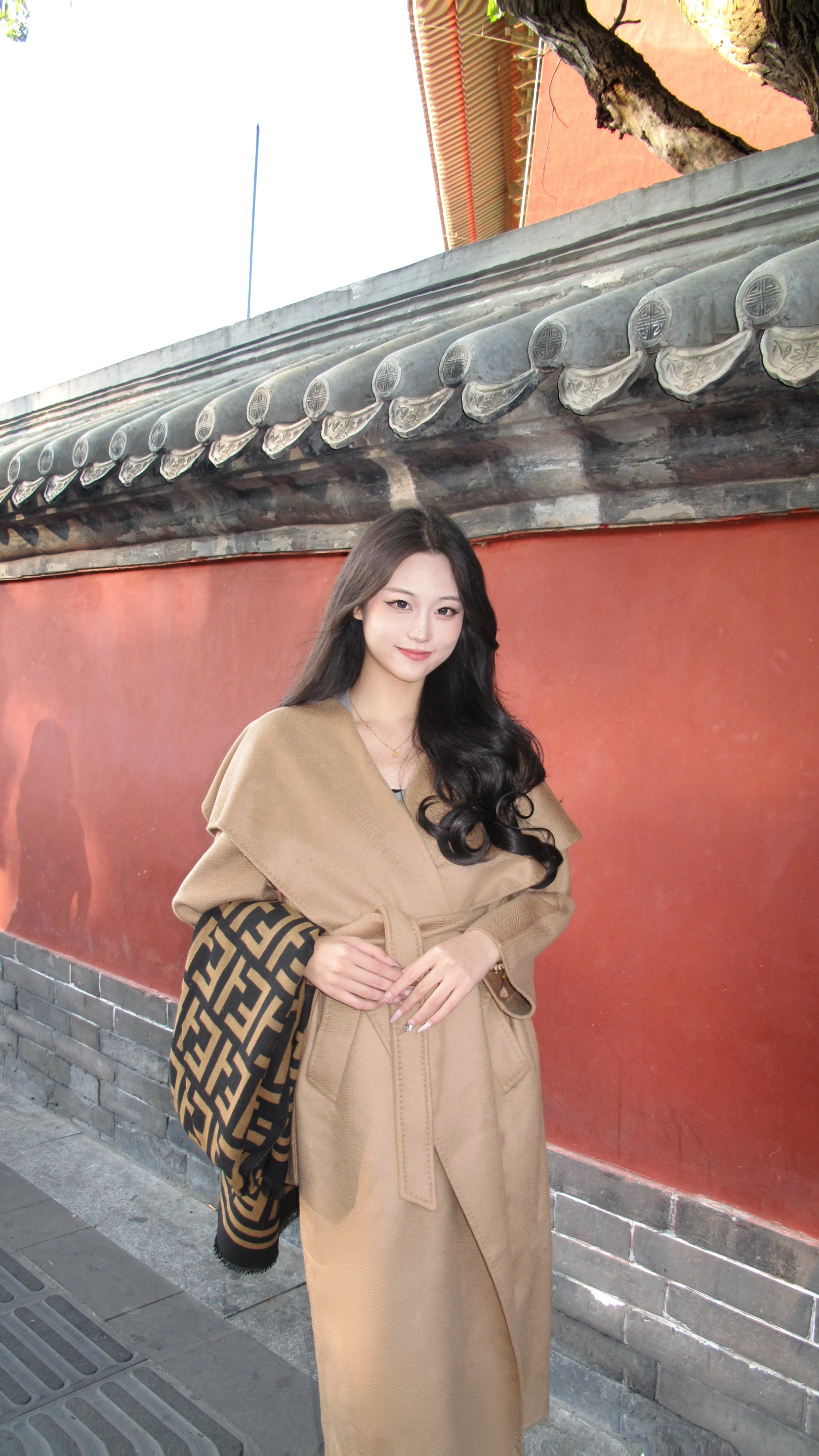 JIUCHIC|M家Rienza大翻领双面水波纹山羊绒大衣