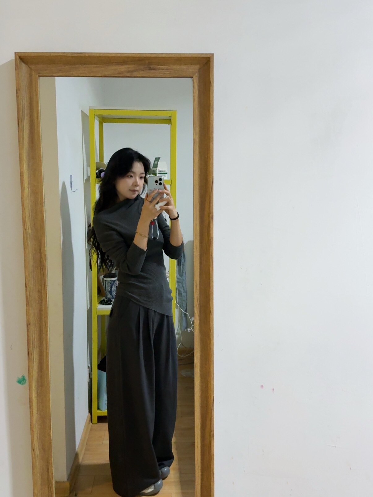 KENABSTUDIO春夏灰色阔腿西装裤 宽松垂感面料舒适有型