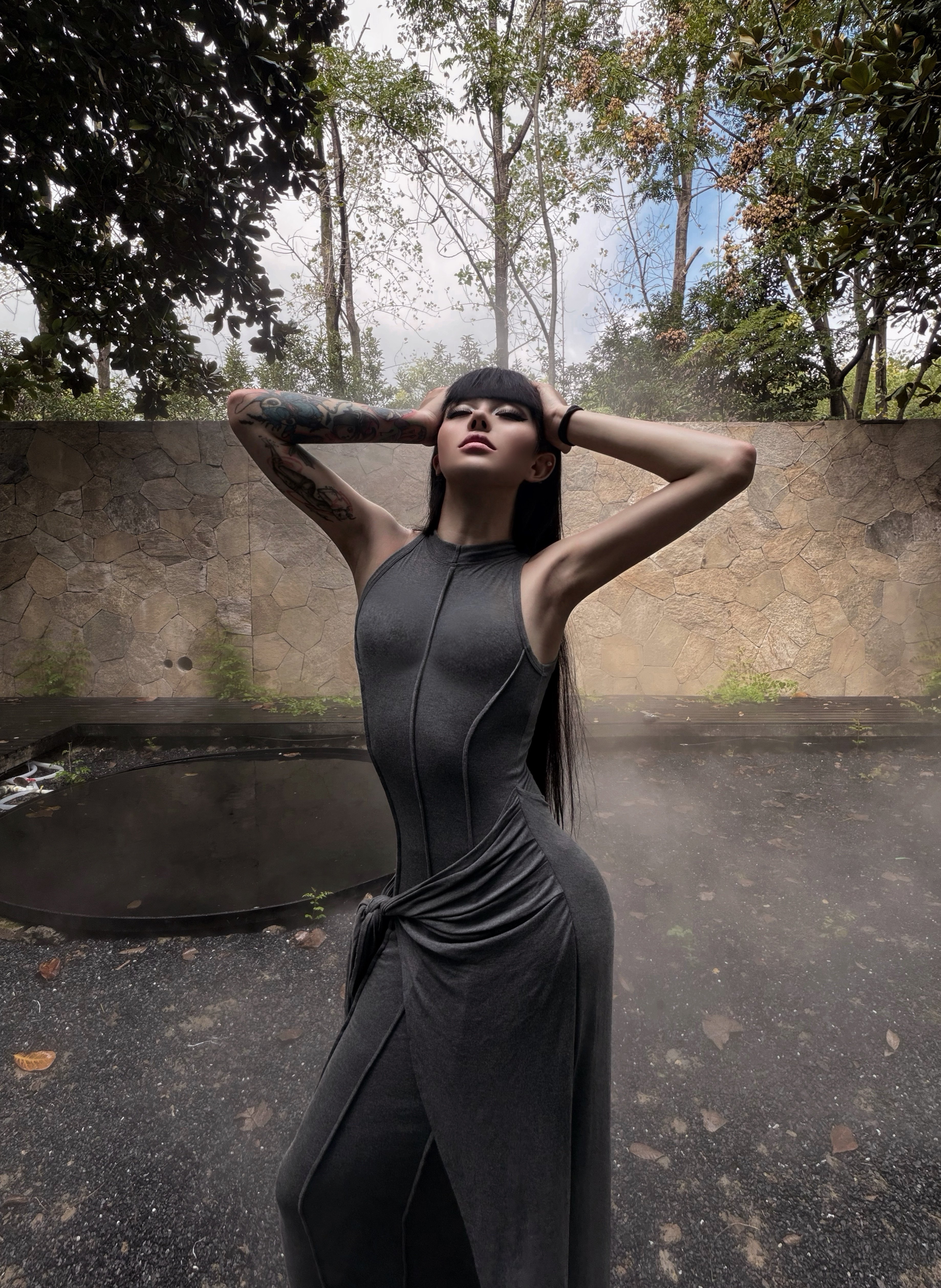 CYNR原创设计高级灰背心裙 莫代尔面料柔软亲肤 修身假两件设计层次感十足