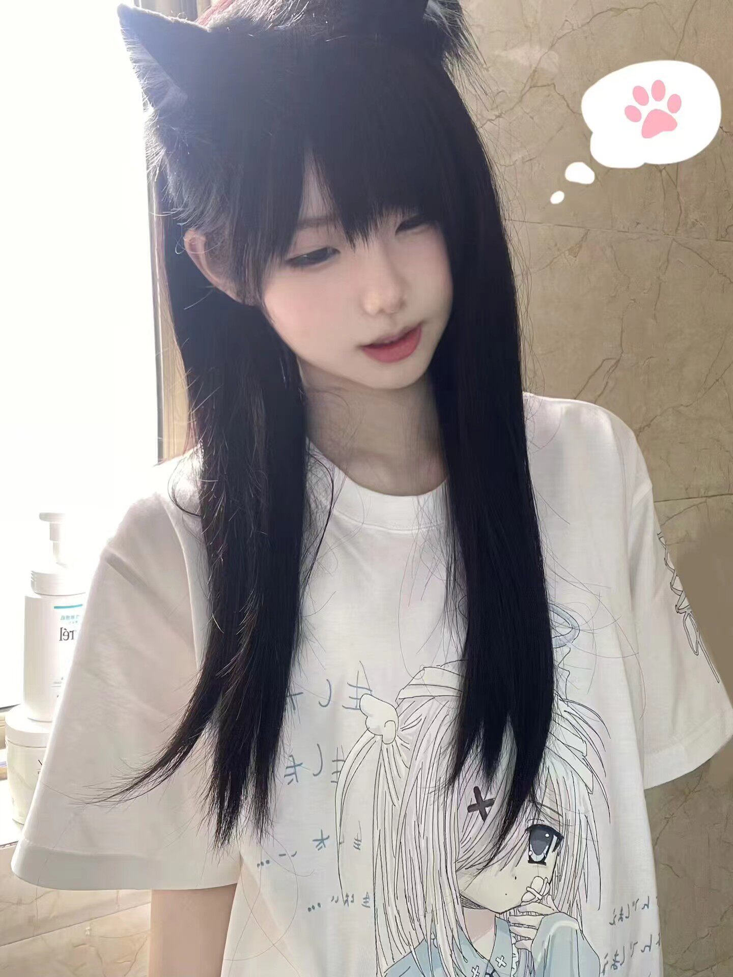真我黑长直漫画齐刘海假发套 全真发整顶设计 自然隐形无痕贴合 长发飘逸顺滑