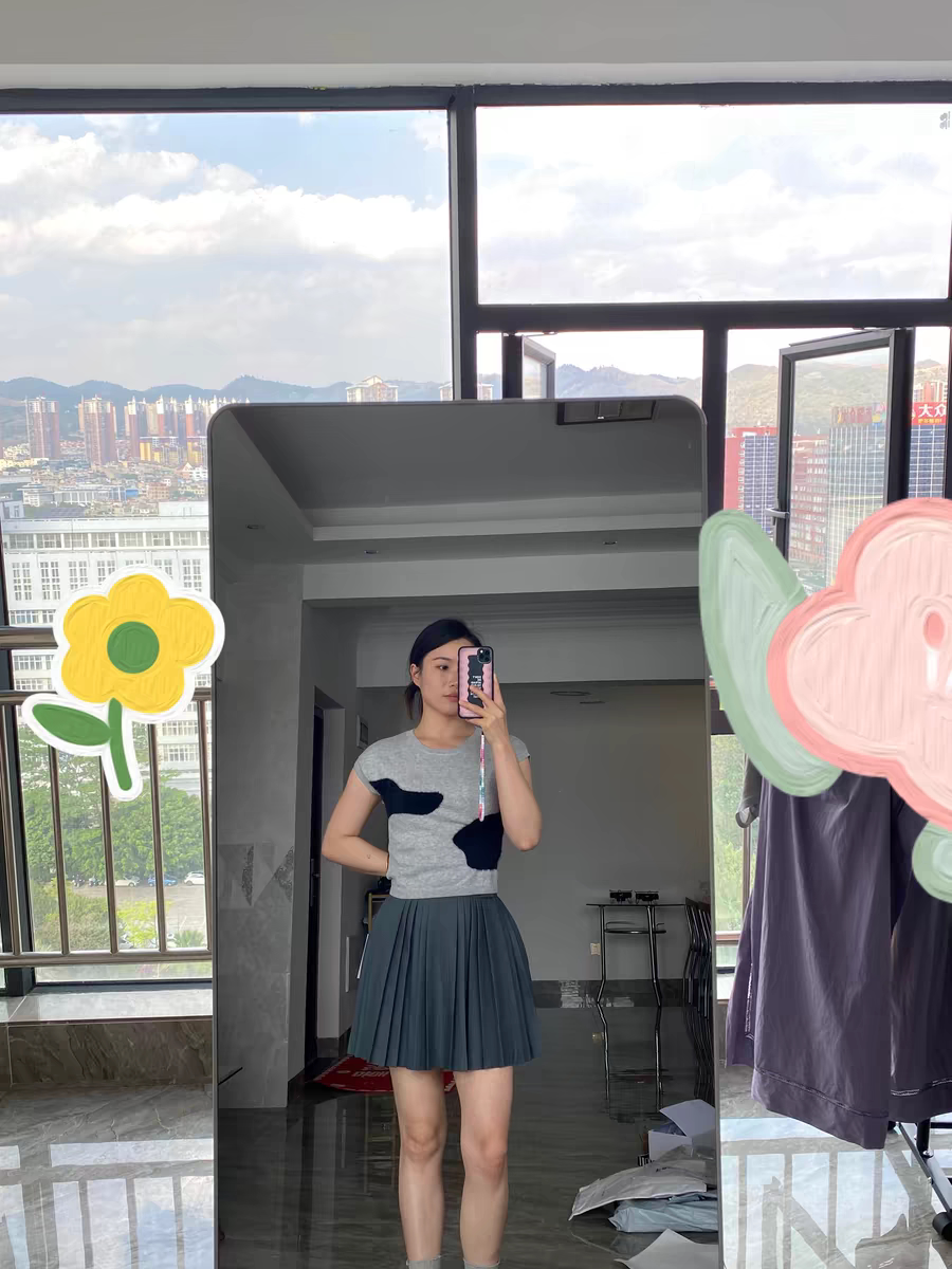 UNISELF复古高腰百褶裙 A字短裙显瘦遮肉 百褶设计灵动减龄 春季百搭单品