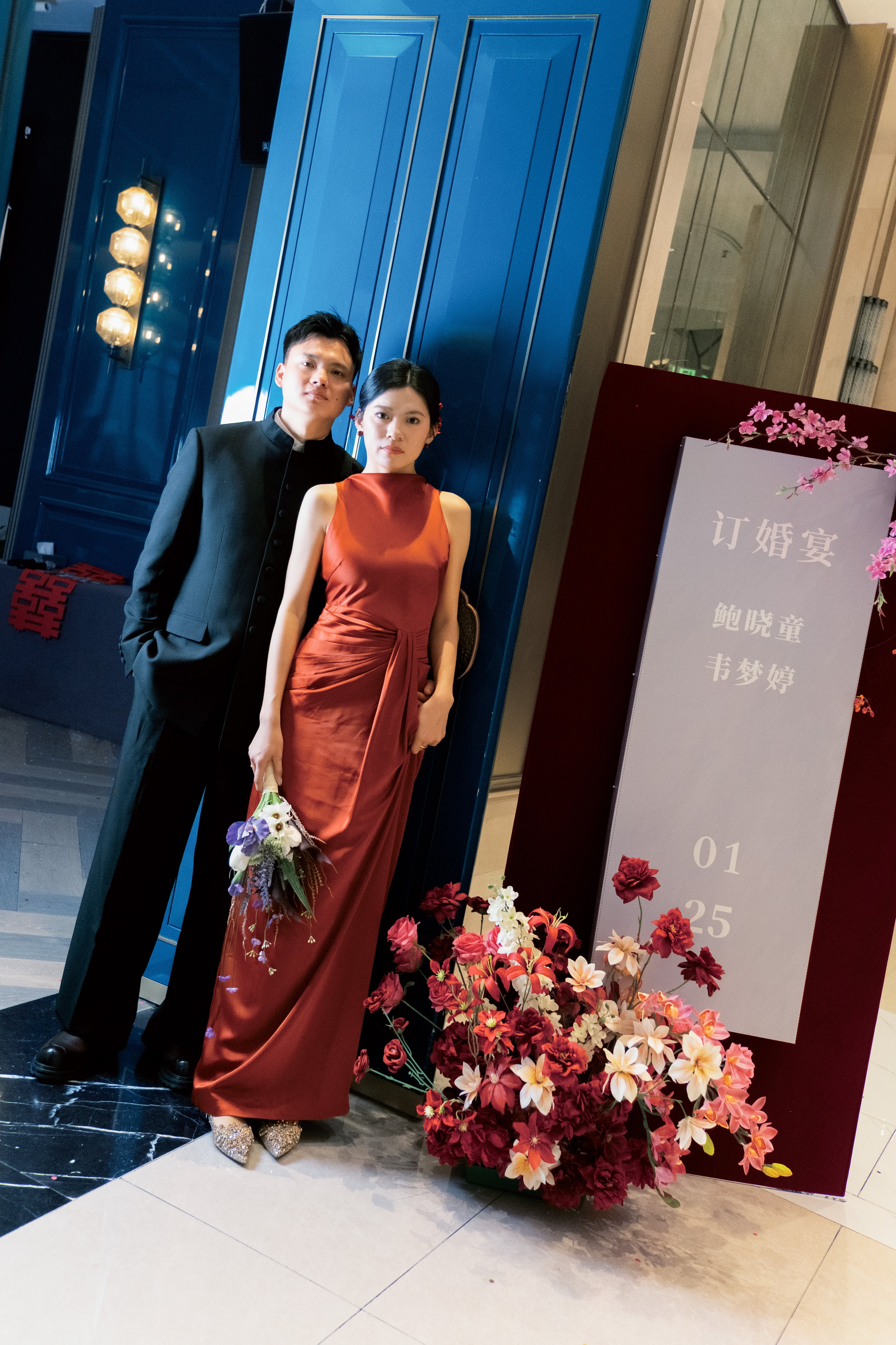 echo official「宫墙红」新中式晨袍 国风改良订婚礼服 红色喜庆大气
