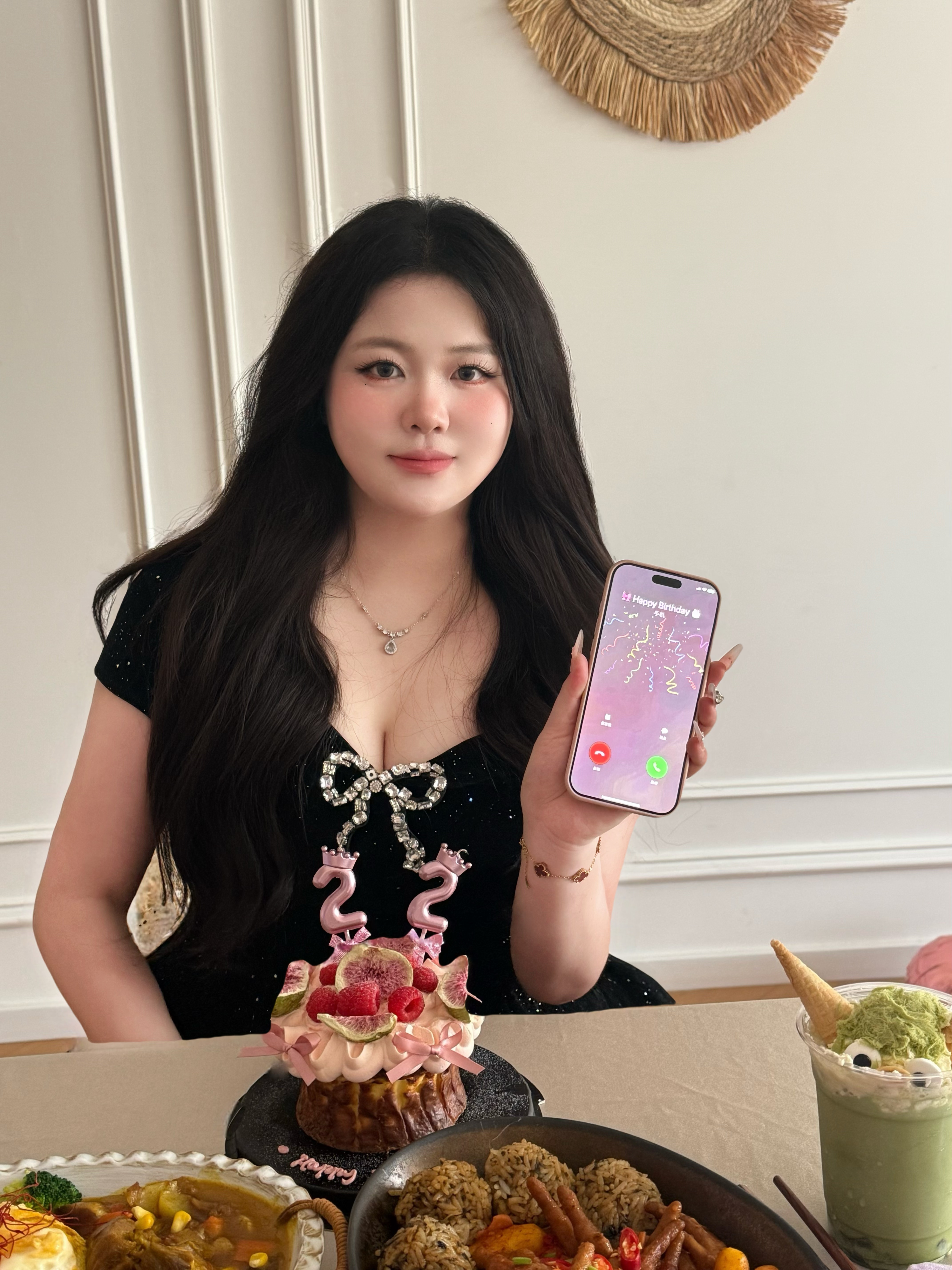 SYJ舒衣家微胖mm法式小黑裙 蓬蓬裙摆遮肉显瘦 收腰设计勾勒腰线生日礼服