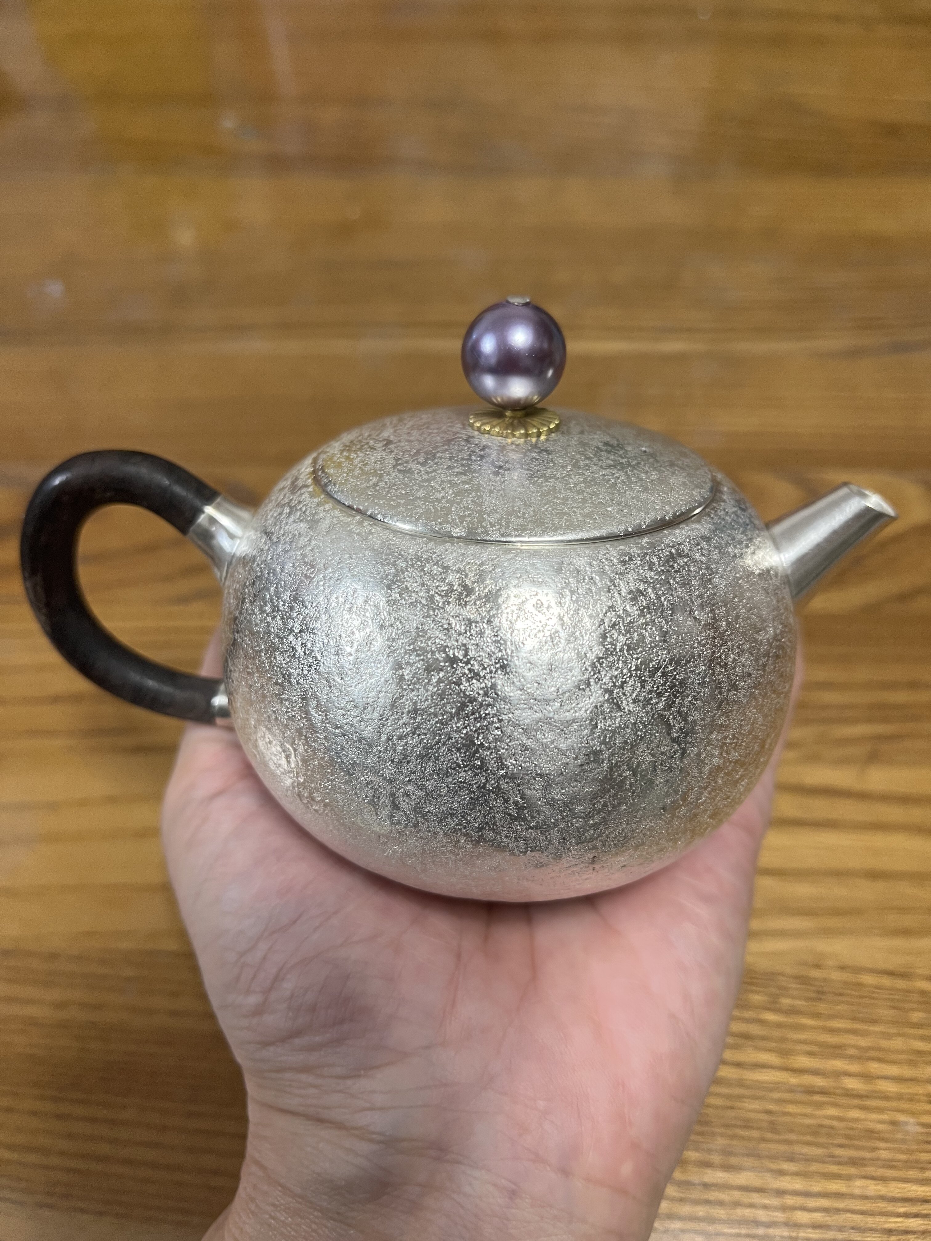 銀壺藏六造寶珠文旦急須純銀999泡茶壺純手工日本高端小銀壺-淘寶Taobao
