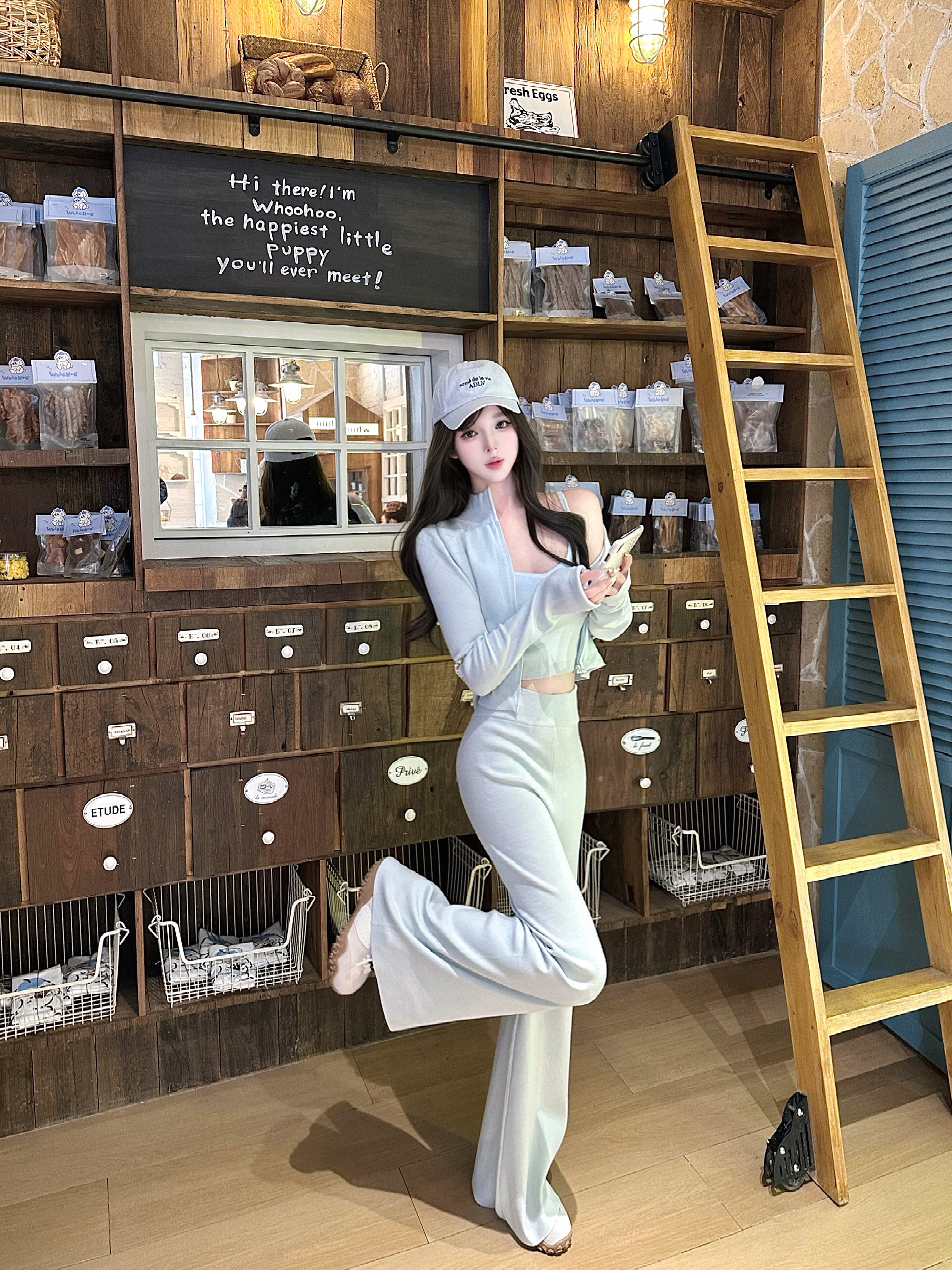 RUOYU若语S曲线休闲三件套 吊带+裤子+开衫一套搞定早春穿搭