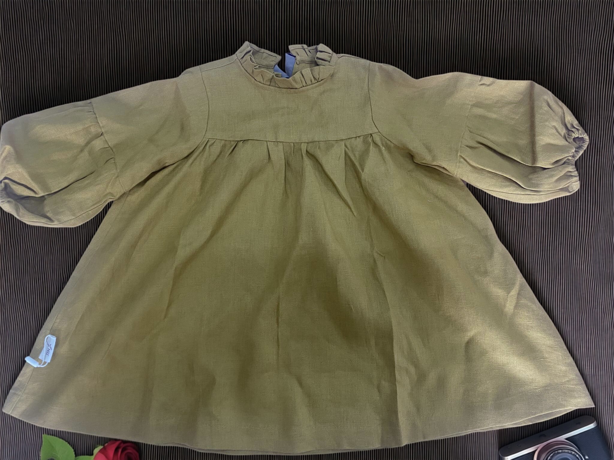 Customer photo for Caramel Yellow + Grey Sash (Machine Embroidery), 110cm