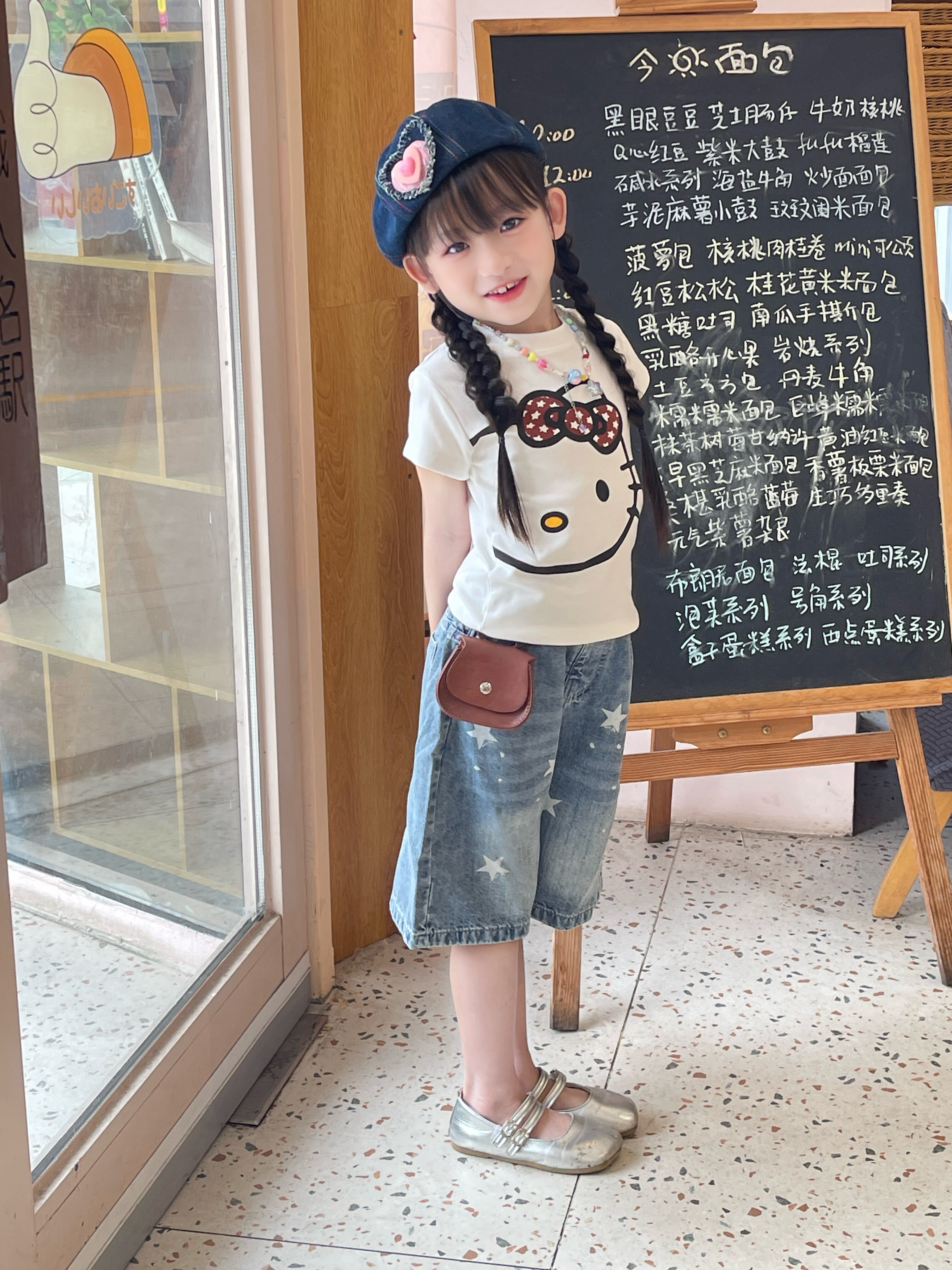 Customer photo for Tee + Denim Capri Set, 120cm
