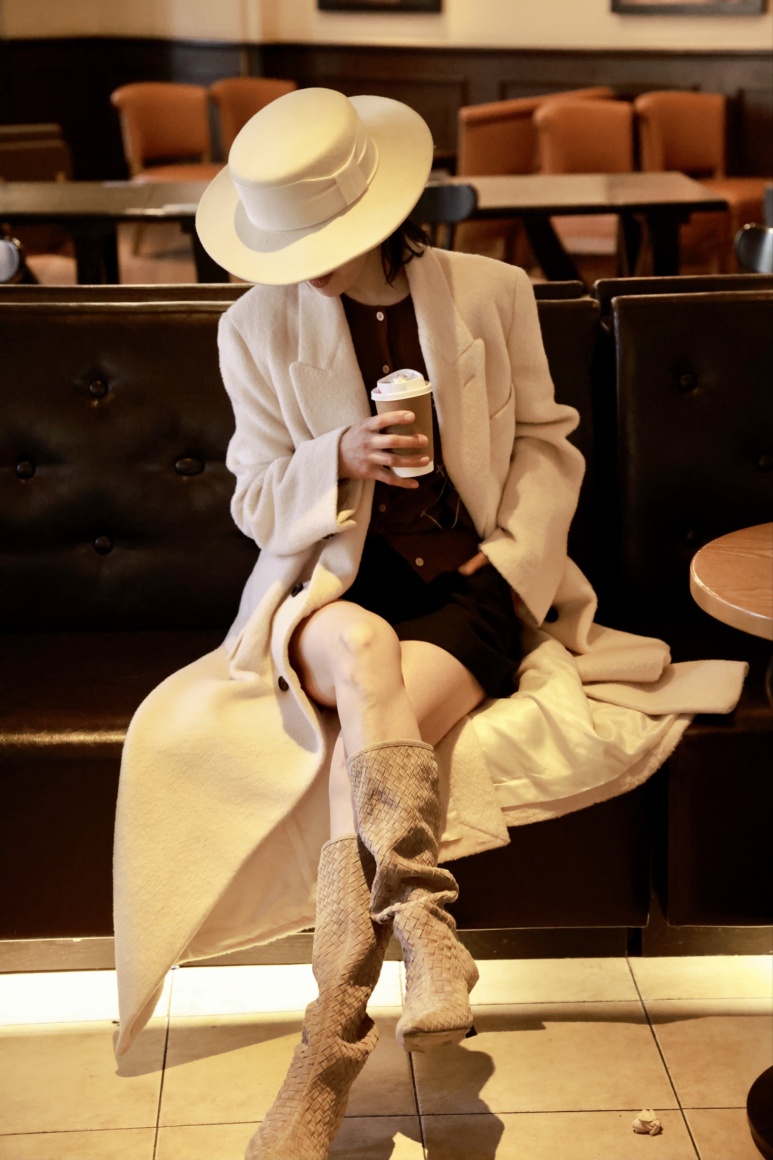 Le' Murmure冬季时尚羊反绒长筒靴堆堆设计慵懒随性 高跟拉长腿部比例