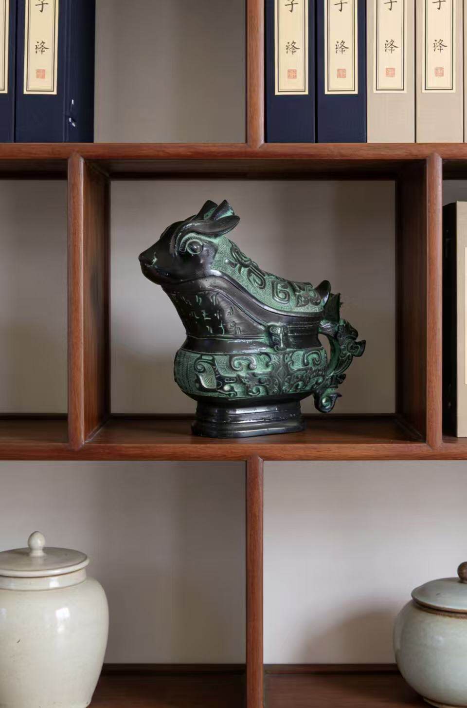 折觥商周青銅獸面觥酒器父乙觥日己犀牛觥文創展覽禮品影道具擺件-淘寶