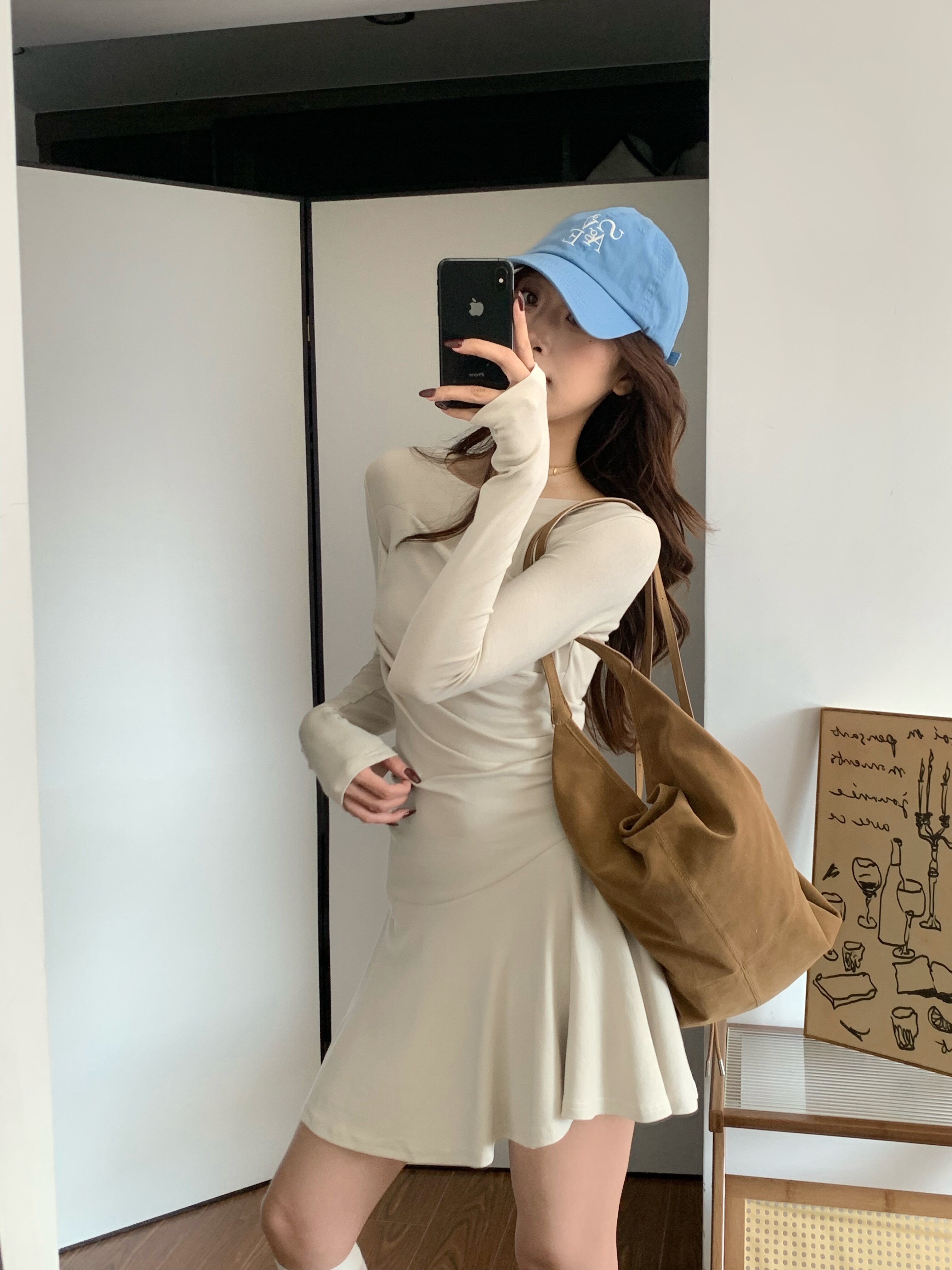 黑泽玄七2026早春新款胖mm收腰针织连衣裙：褶皱遮肉的显瘦自信美学