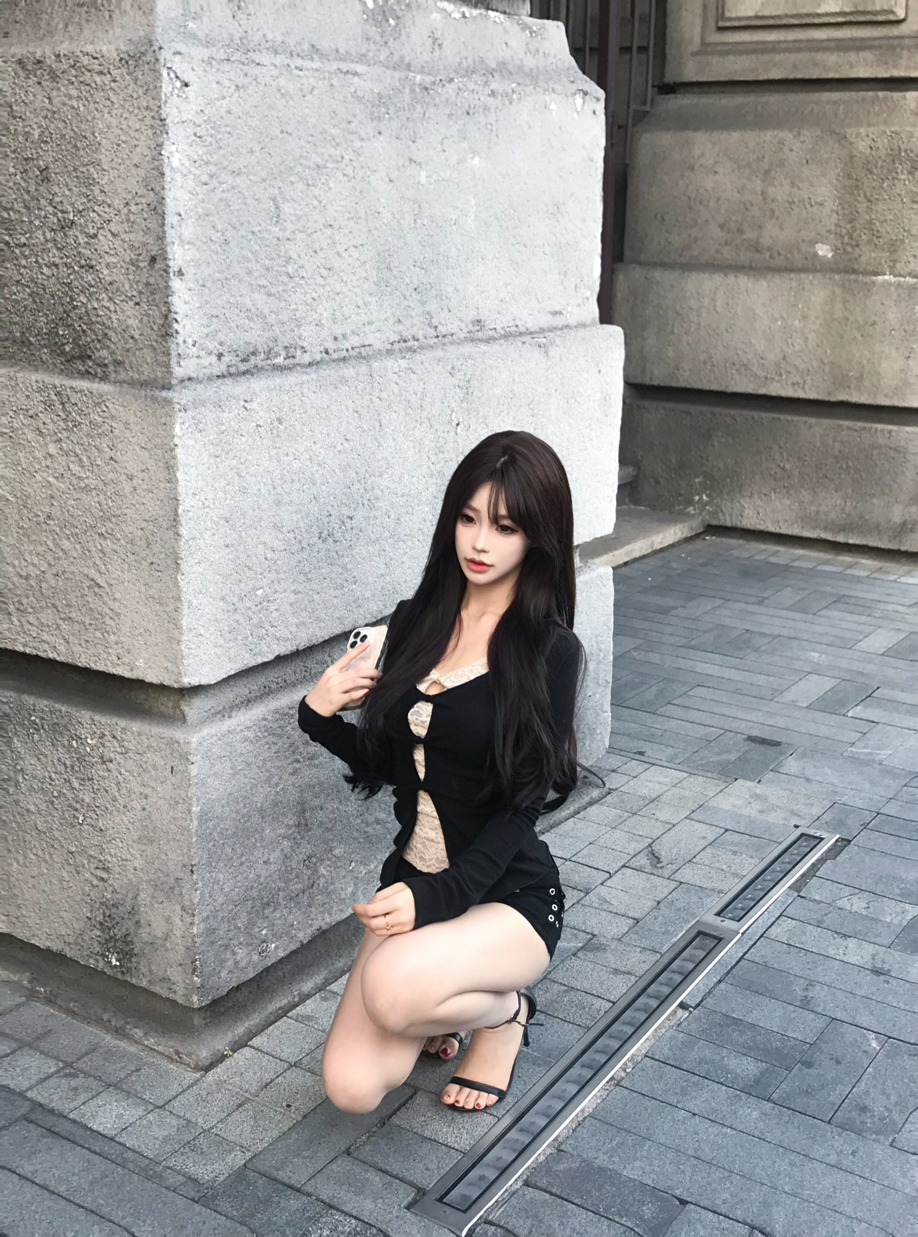 Tongiiuu洛可Betty假两件蕾丝针织衫 修身长袖显瘦百搭 内搭打底或单穿都时髦