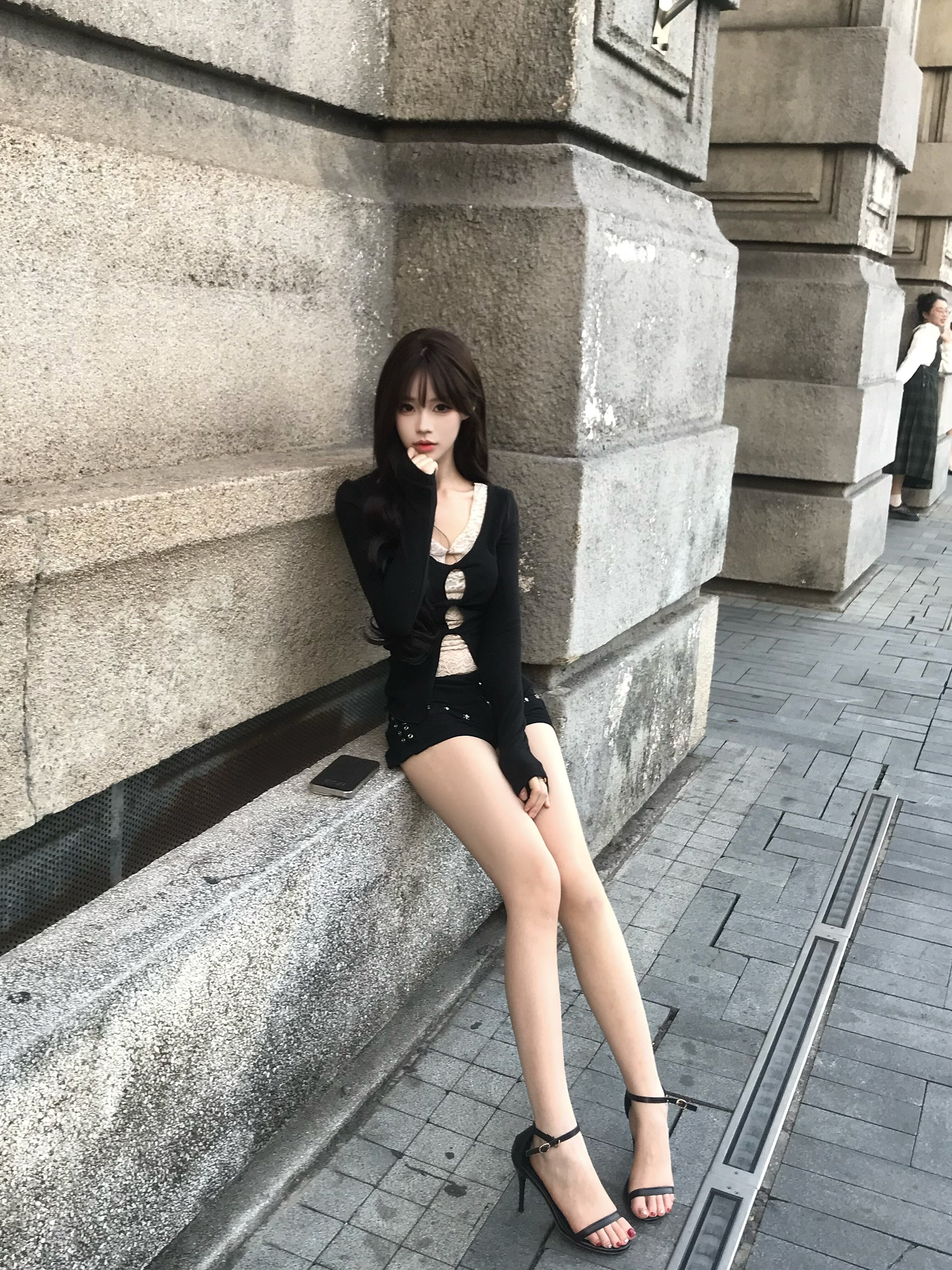Tongiiuu洛可Betty假两件蕾丝针织衫 修身长袖显瘦百搭 内搭打底或单穿都时髦