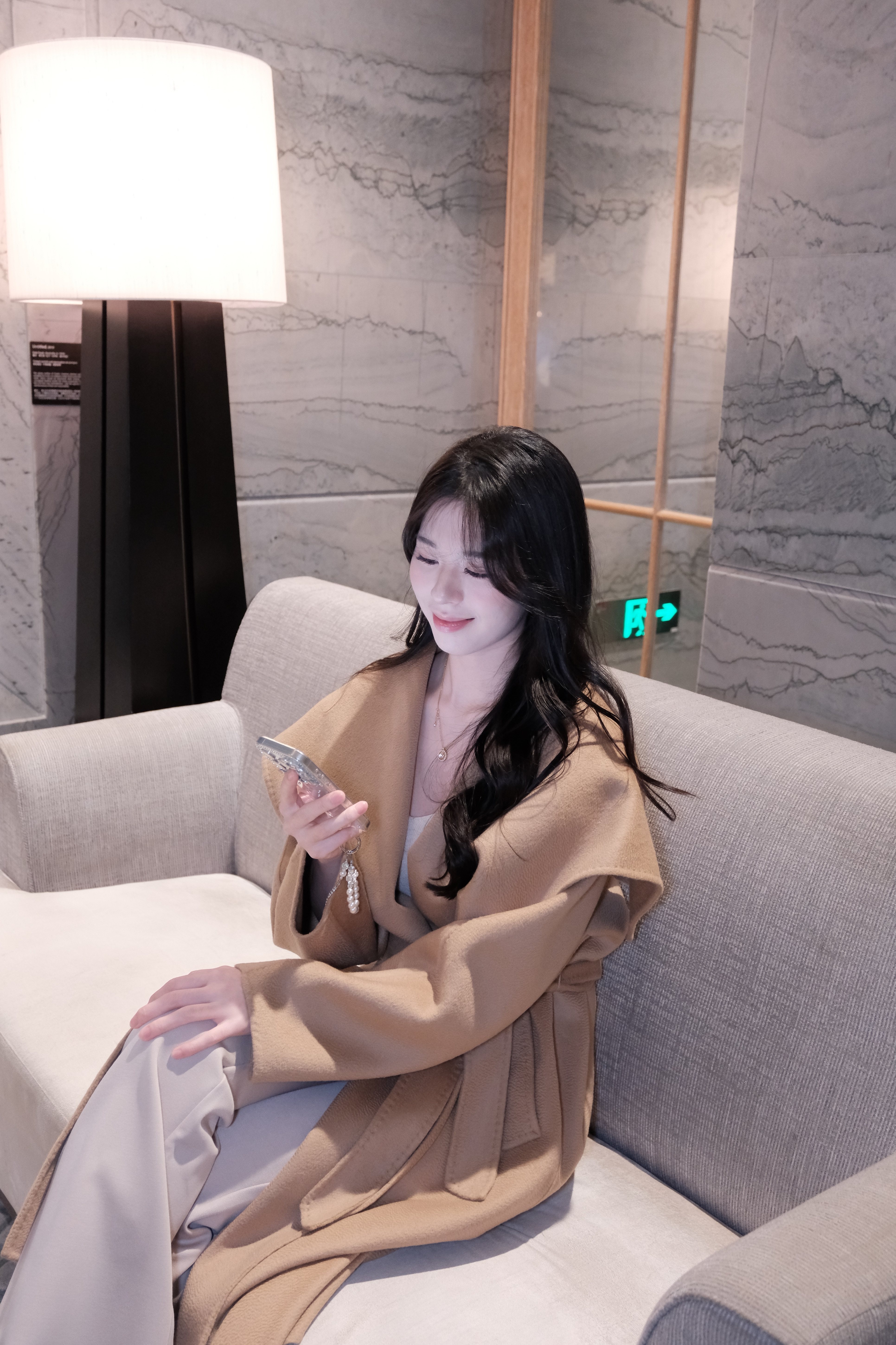 JIUCHIC|M家Rienza大翻领双面水波纹山羊绒大衣