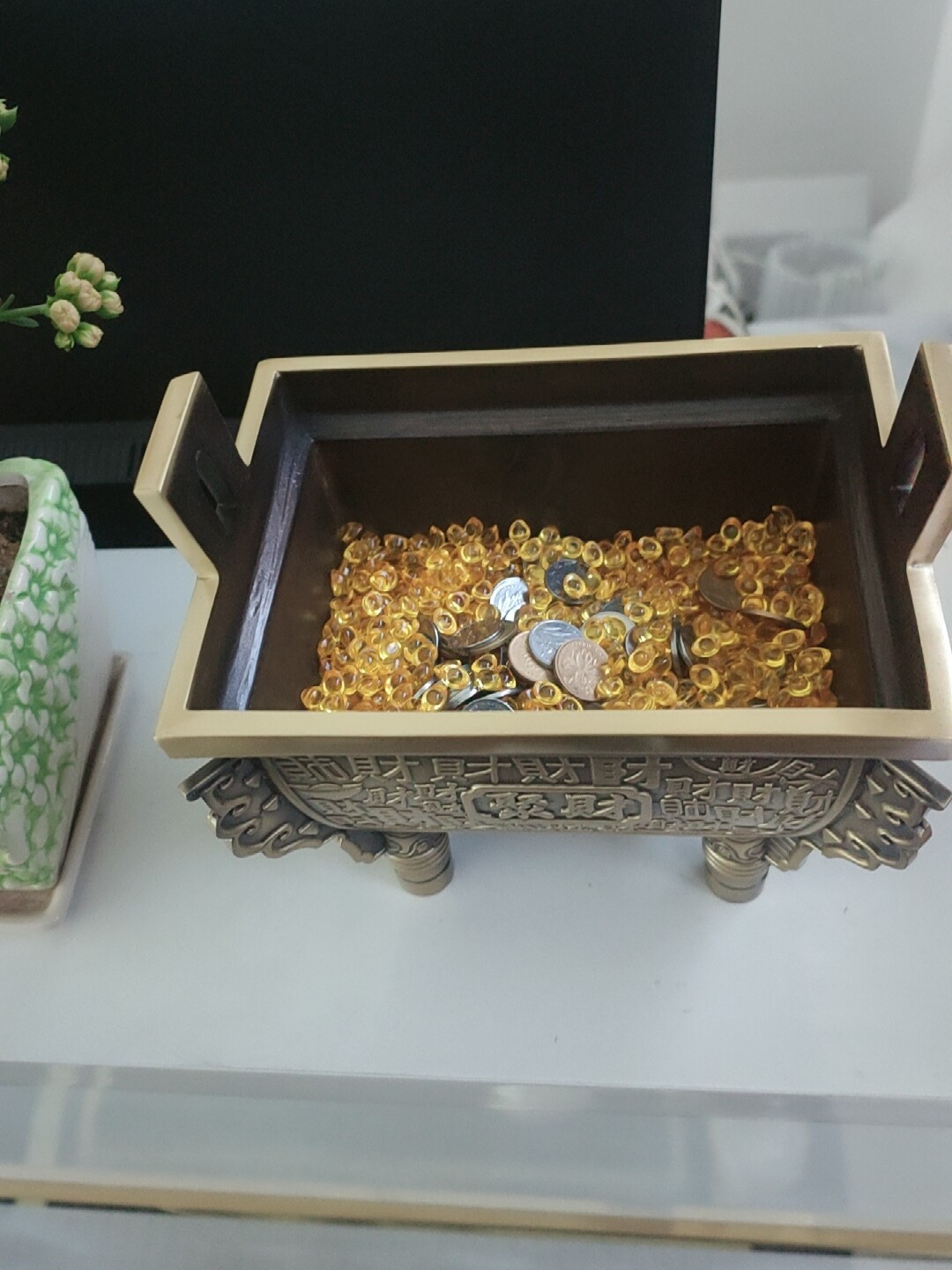 纯铜鼎摆件方鼎招财聚财黄铜四方鼎四足鼎式香炉供奉家用室内鼎炉-淘宝