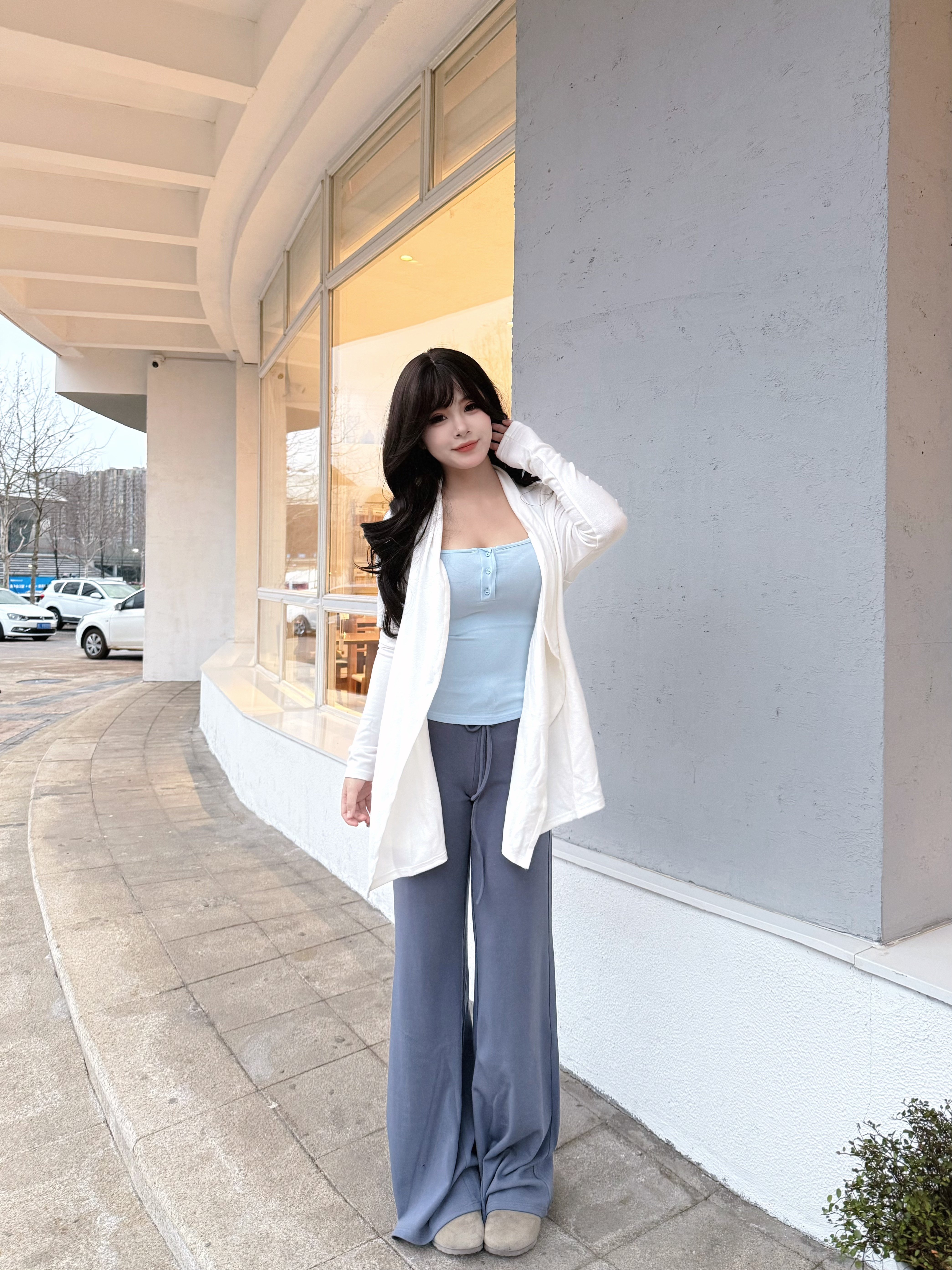 黑泽玄七2026春季微胖mm专属套装，吊带+开衫+休闲裤三件套宽松慵懒风遮肉显瘦