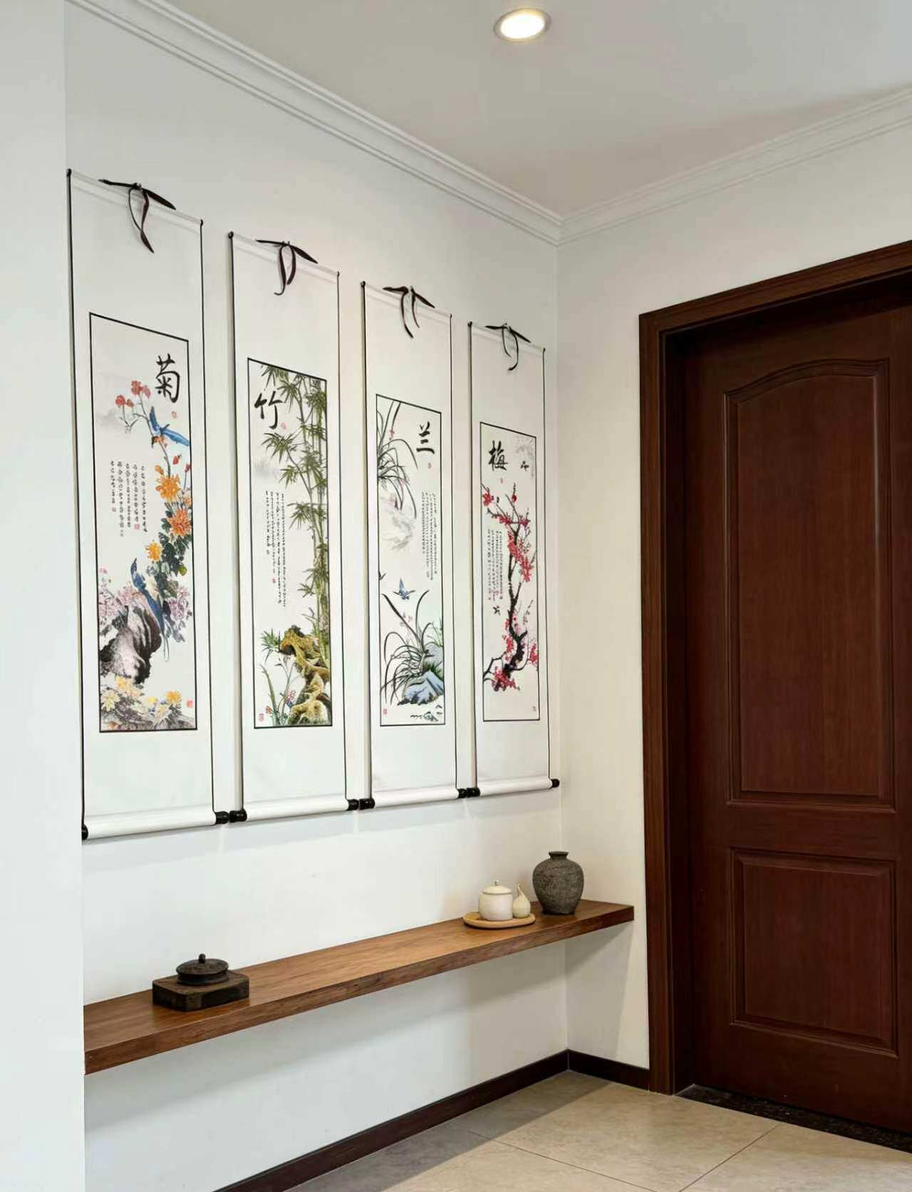 新中式梅兰竹菊字画客厅装饰国画四条屏已装裱长条国画挂画-Taobao-Tmall