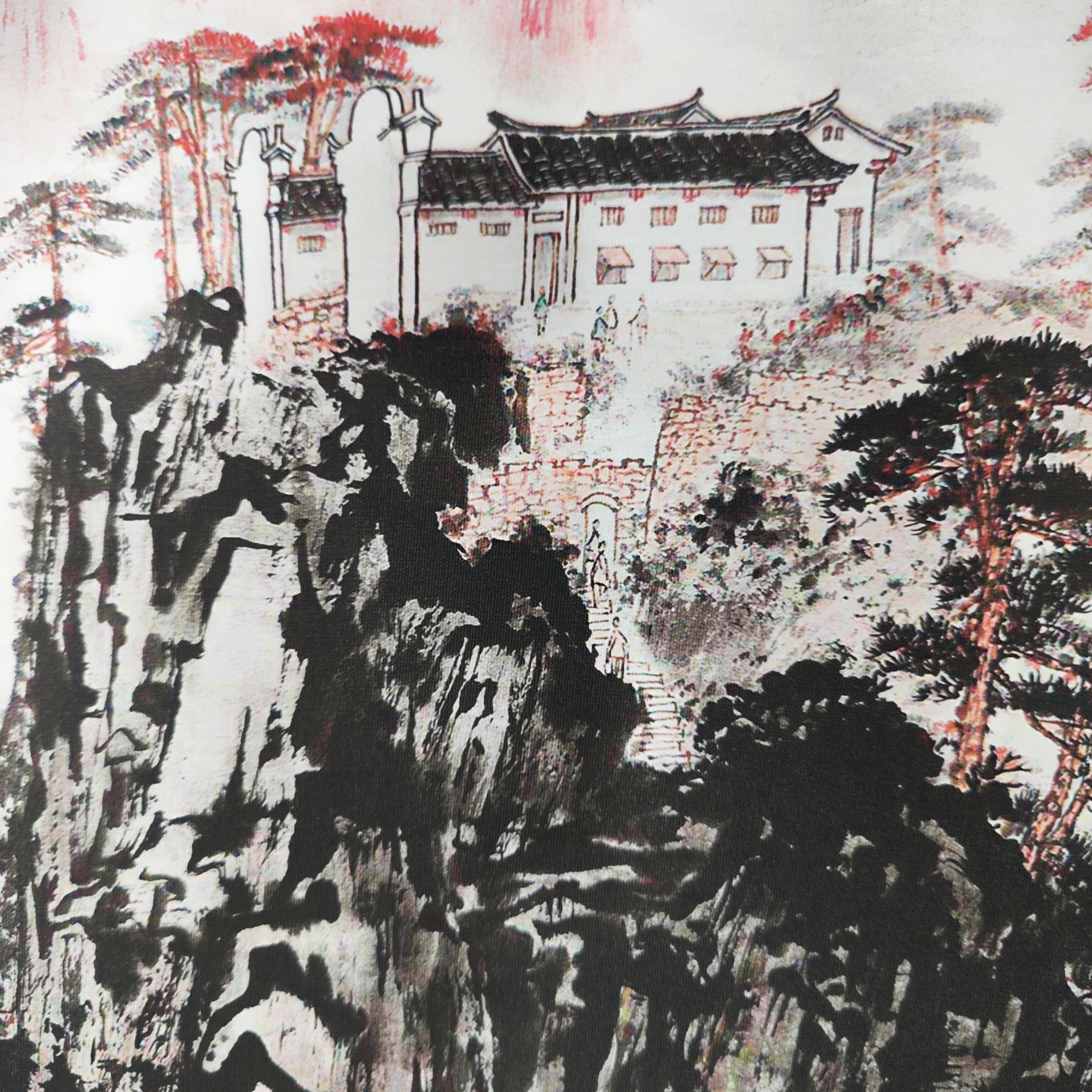 宋文治山水画复制品轻舟已过万重山画作国画仿古画挂画装饰摩登黑铝合金
