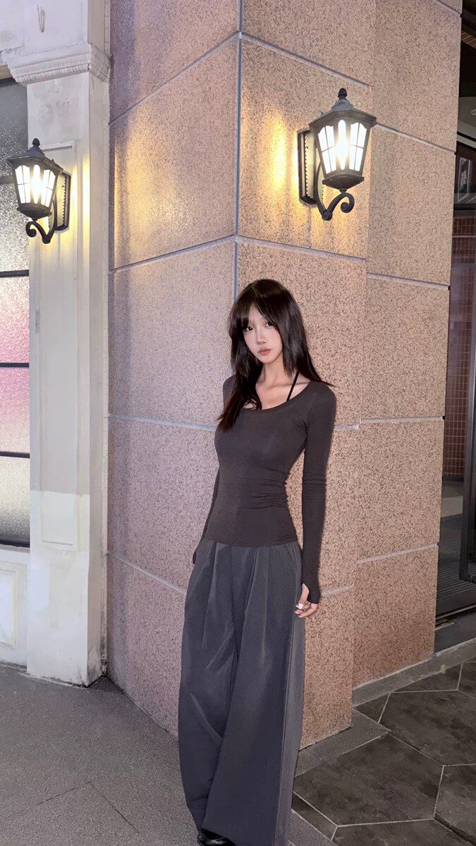 KENABSTUDIO春夏灰色阔腿西装裤 宽松垂感面料舒适有型