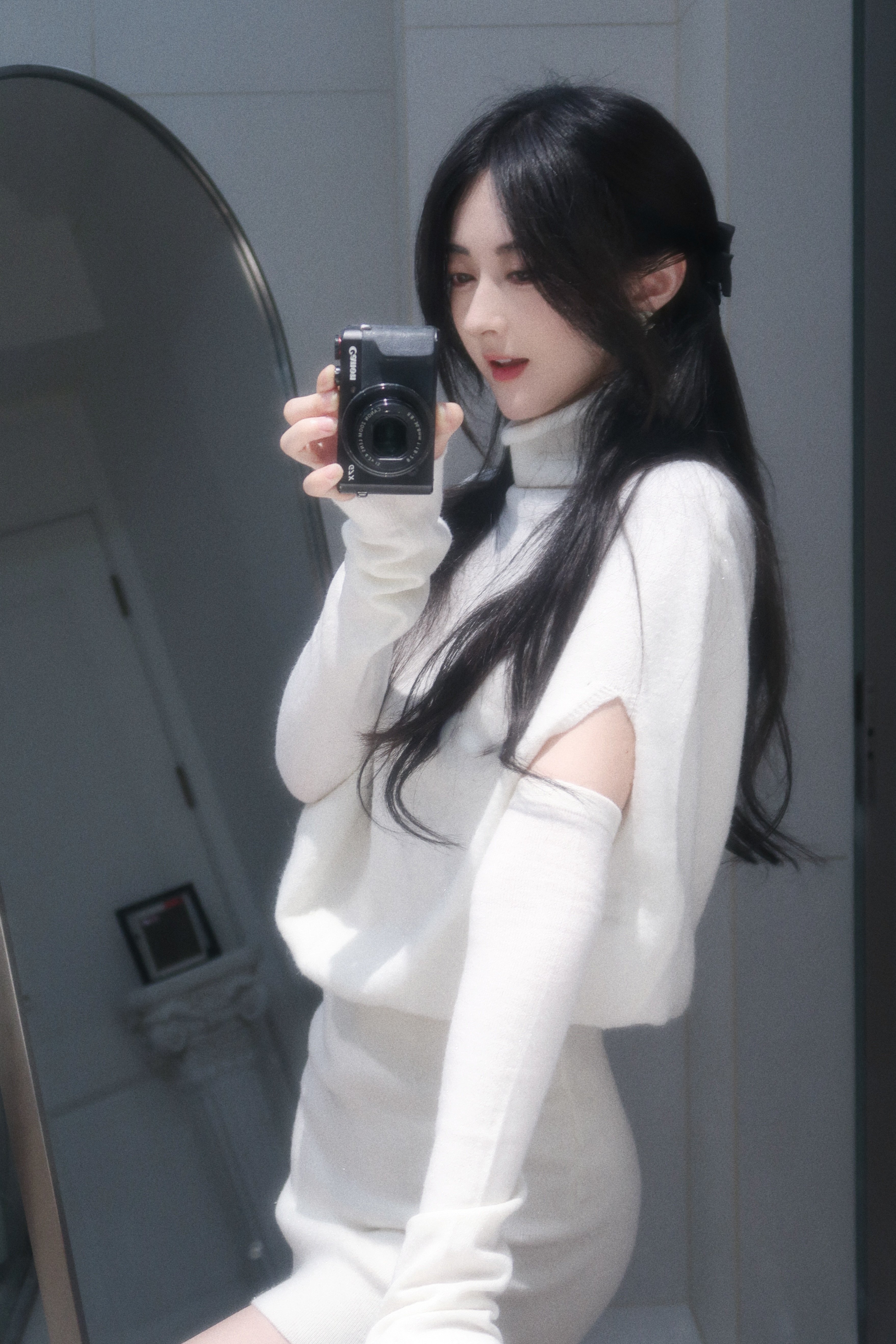 Hotdog热狗很辣【韩系姐姐】套装 高领斗篷针织连衣裙+袖套包臀短裙斗篷