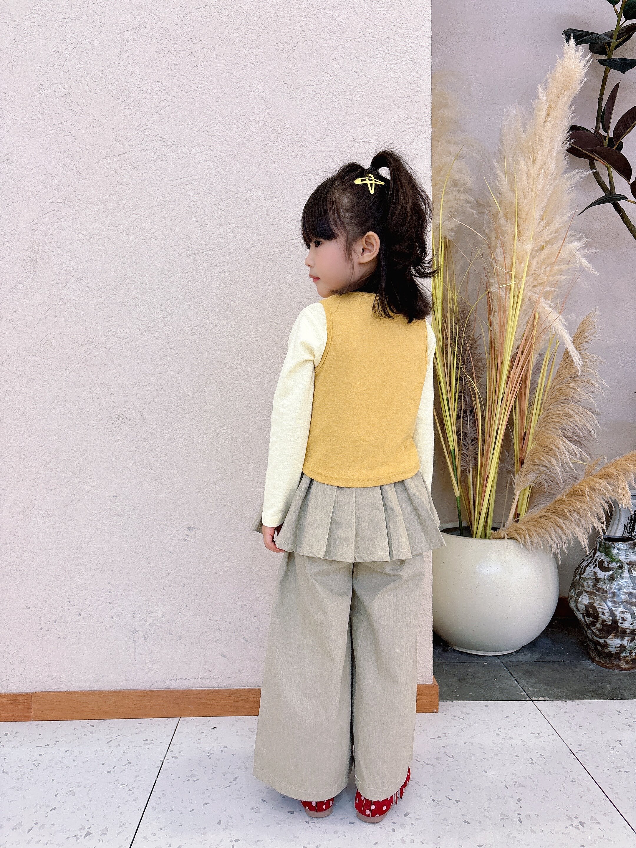Customer photo for Layered Top + Skirt-Panel Pants (3-Piece), 110cm