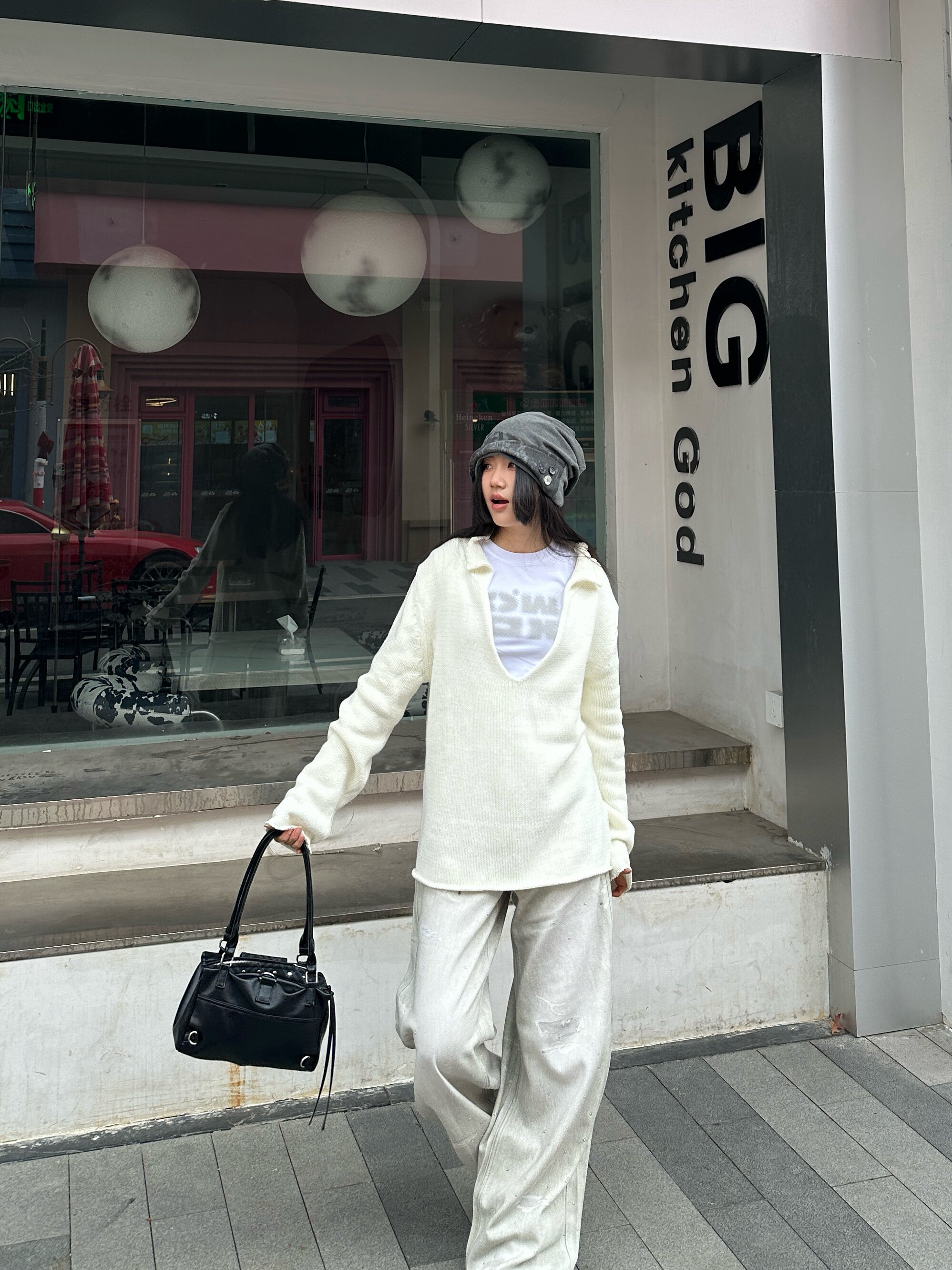 NO/FAITH STUDIOS V KNIT SWEATER BLACK 1 , 【公式通販】