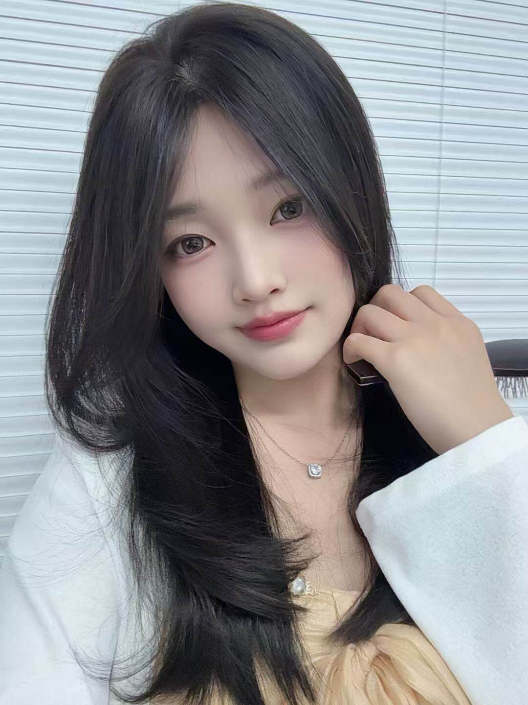 唯俏真人发丝全头套假发 层次感偏分锁骨发设计 随意分缝自然逼真