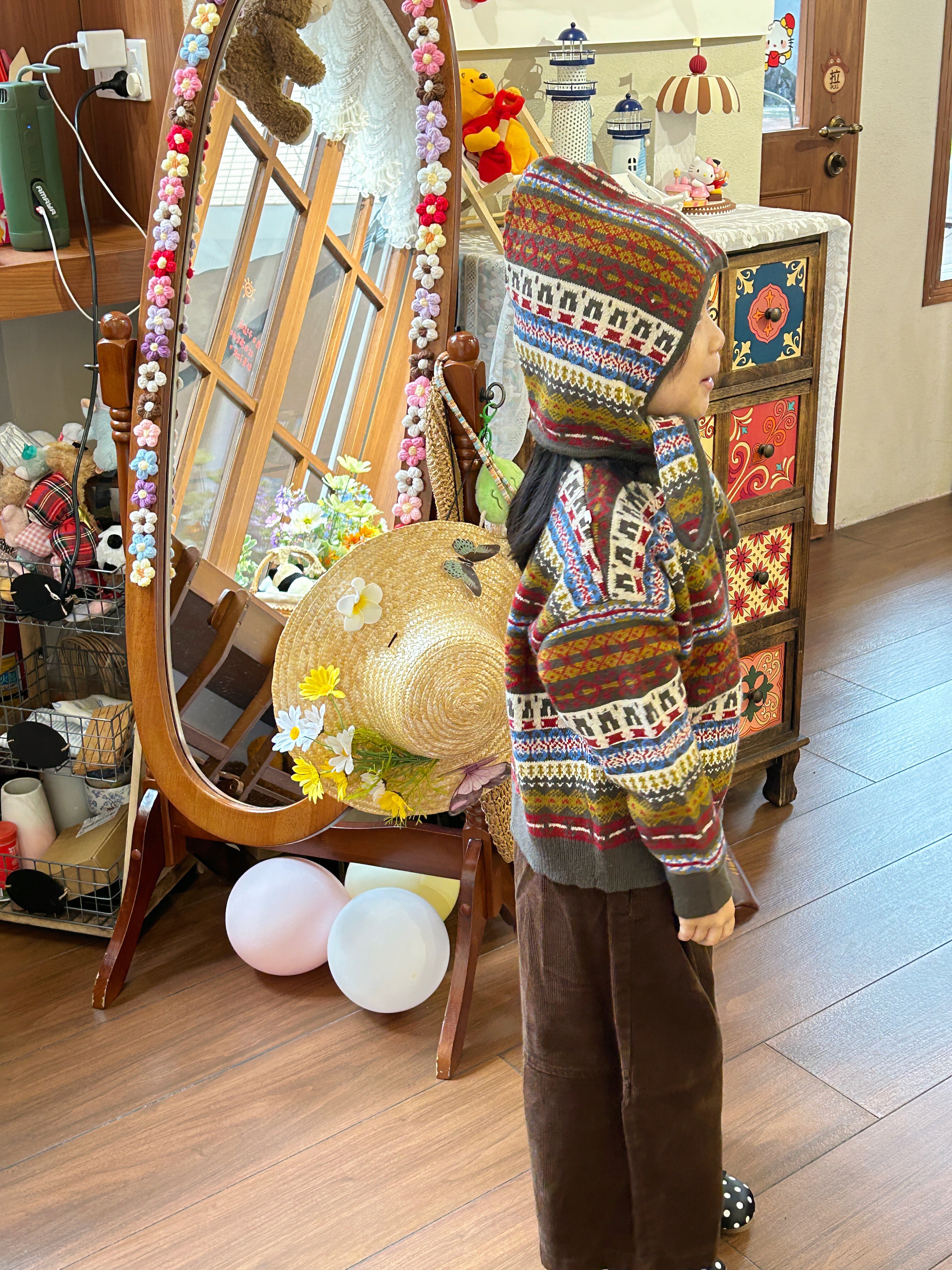 Customer photo for Red Fair Isle Cardigan, 120cm