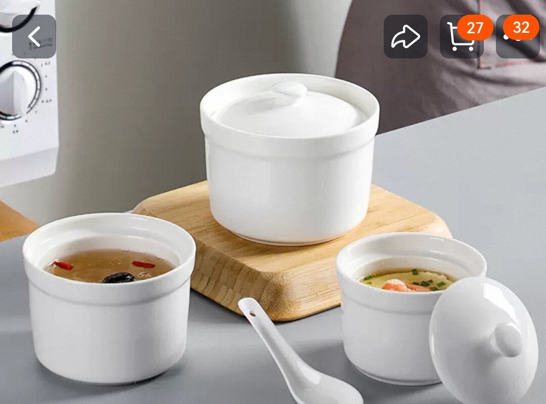 中国の小盅 居家家陶瓷日式汤盅隔水小炖罐蒸蛋煲汤瓷盅-Taobao-Tmall