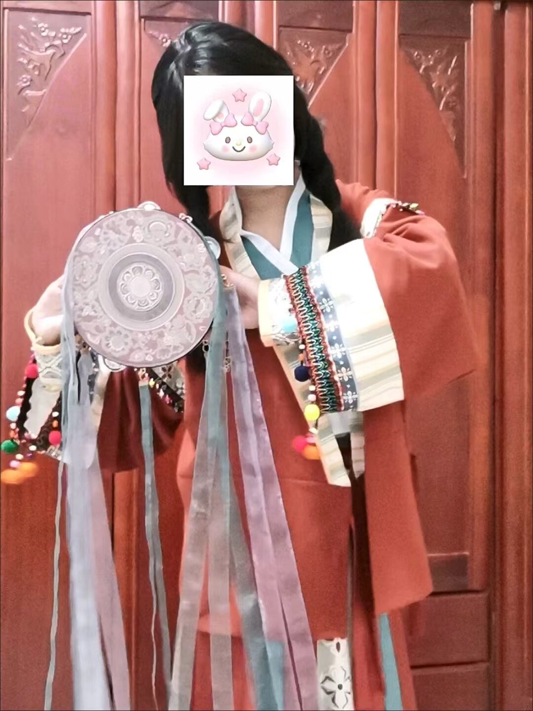 柔蓝 唐制 褙子交領 改良 中華漢服 3点セット　H27＃ 蝶刺繍入り華麗三点式漢服風セットアップ セットアップ|チャイナ服専門