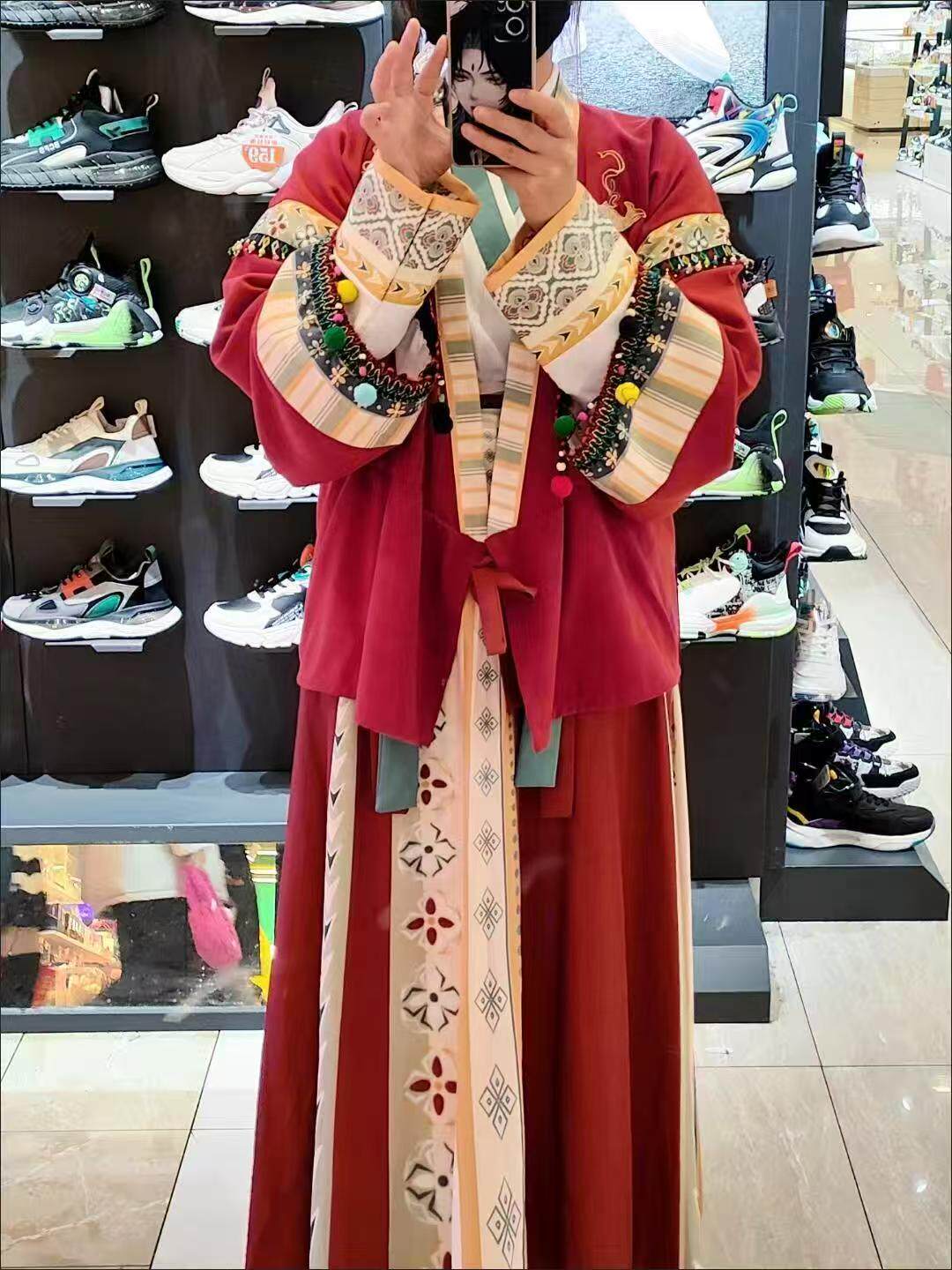 红不拉叽】原创唐制改良汉服女唐褙子中国风魏晋制交领齐腰襦裙-淘宝