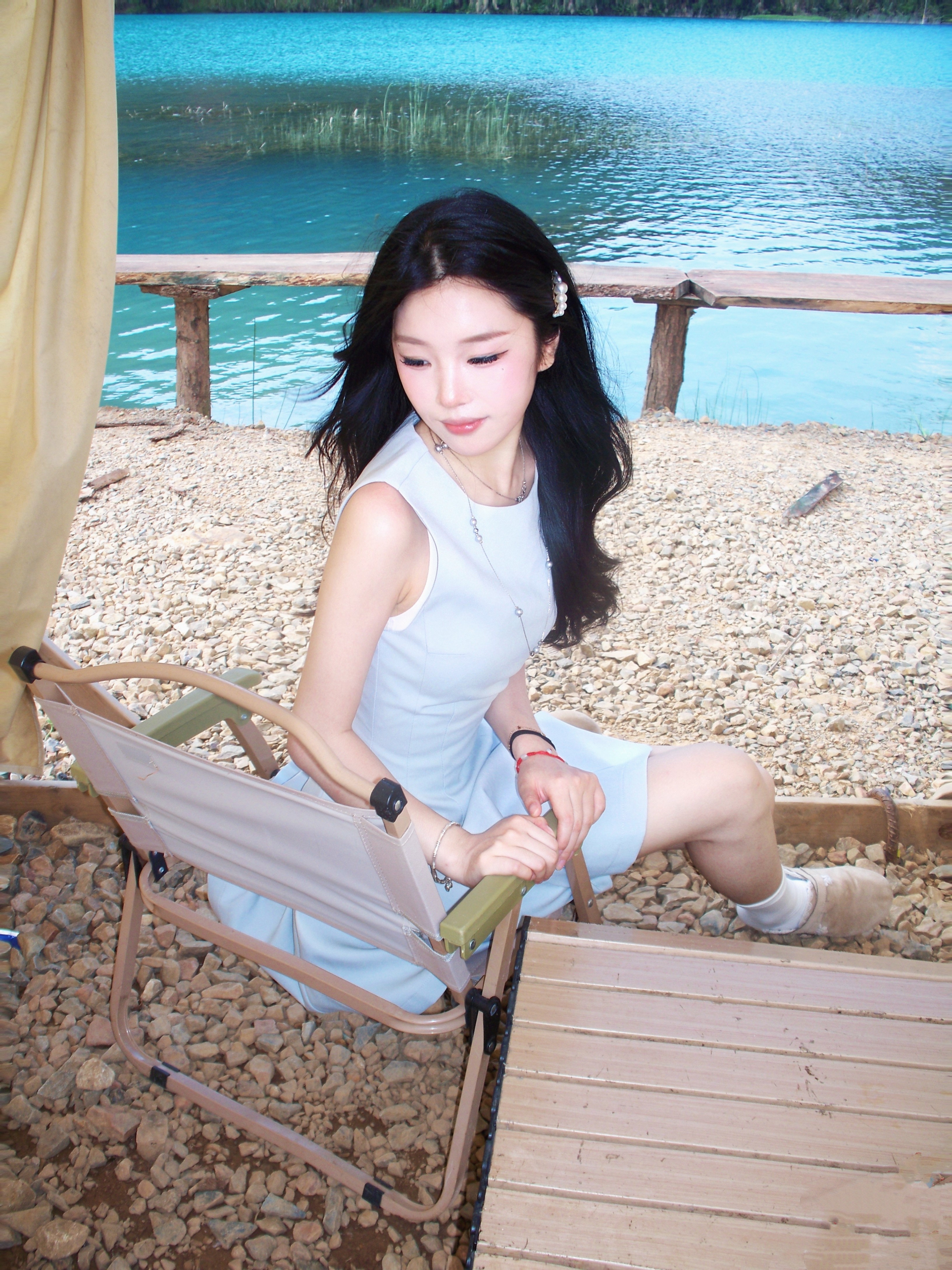 舒胡蕾夏日生日裙 法式无袖收腰设计 显瘦显高拉长比例 高级感气质满分