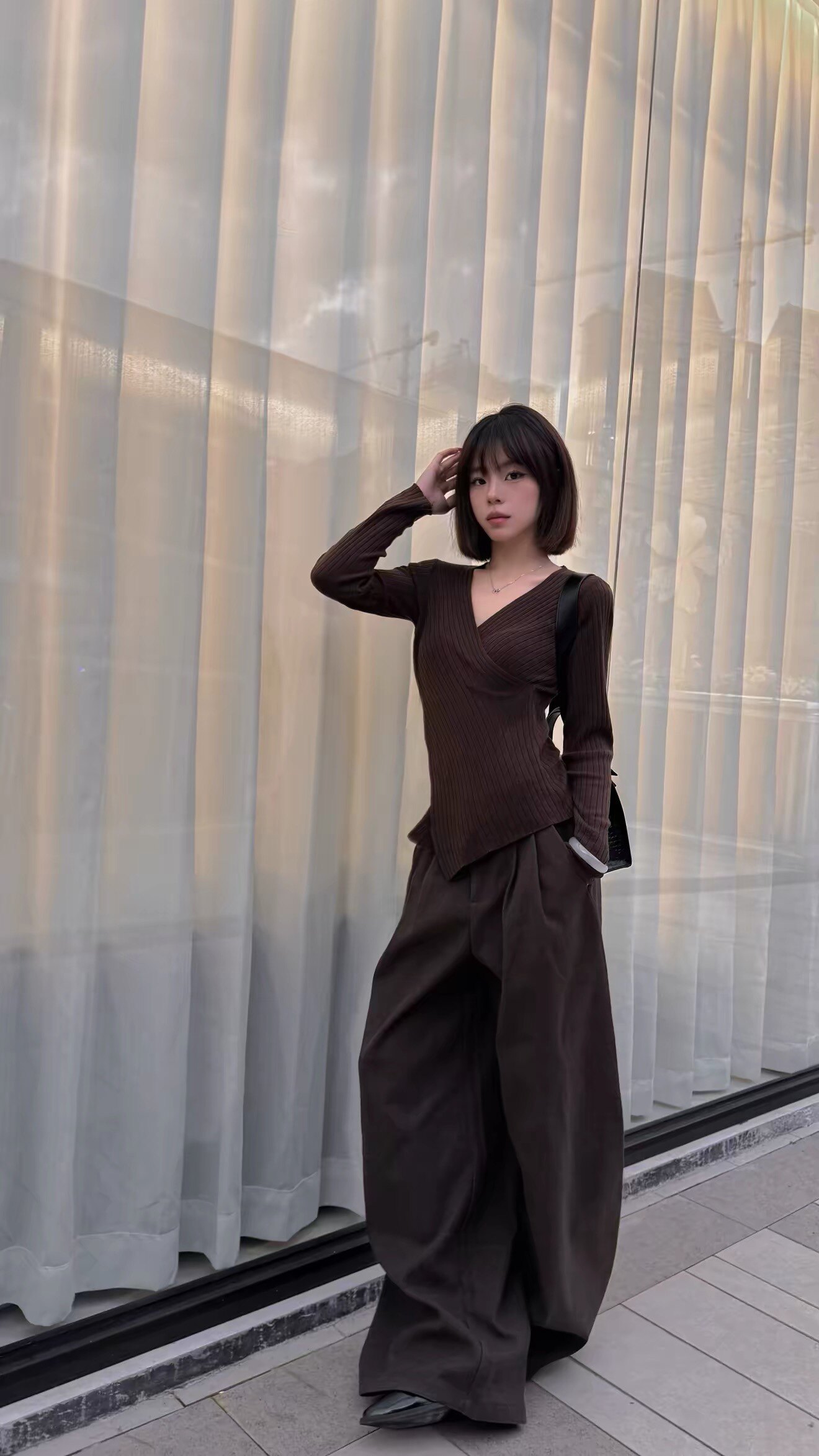 KENABSTUDIO春夏灰色阔腿西装裤 宽松垂感面料舒适有型