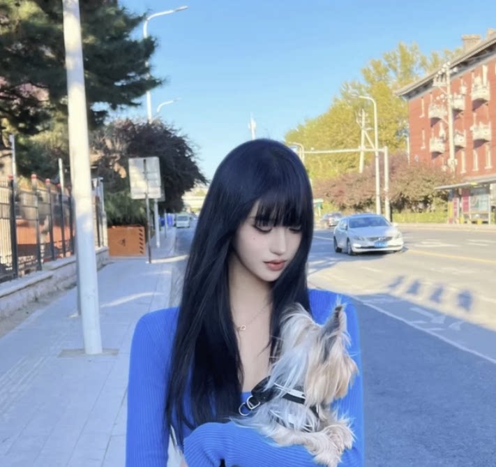 真我黑长直漫画齐刘海假发套 全真发整顶设计 自然隐形无痕贴合 长发飘逸顺滑
