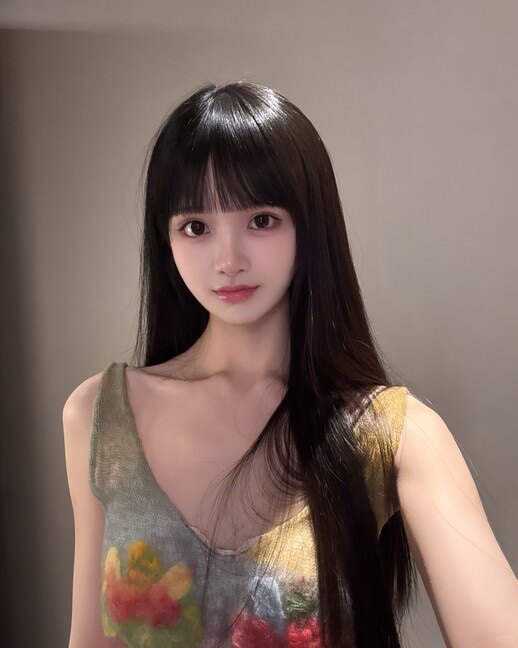 真我黑长直漫画齐刘海假发套 全真发整顶设计 自然隐形无痕贴合 长发飘逸顺滑