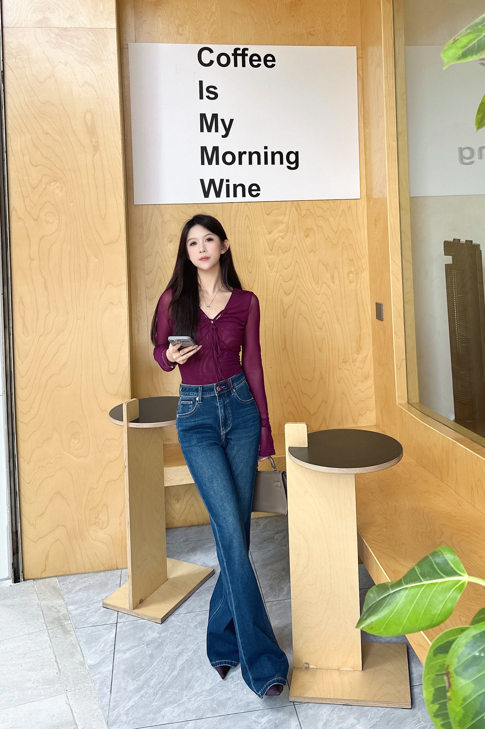 信购春季复古微喇叭牛仔裤 高腰四面弹紧身提臀 显瘦拉长比例