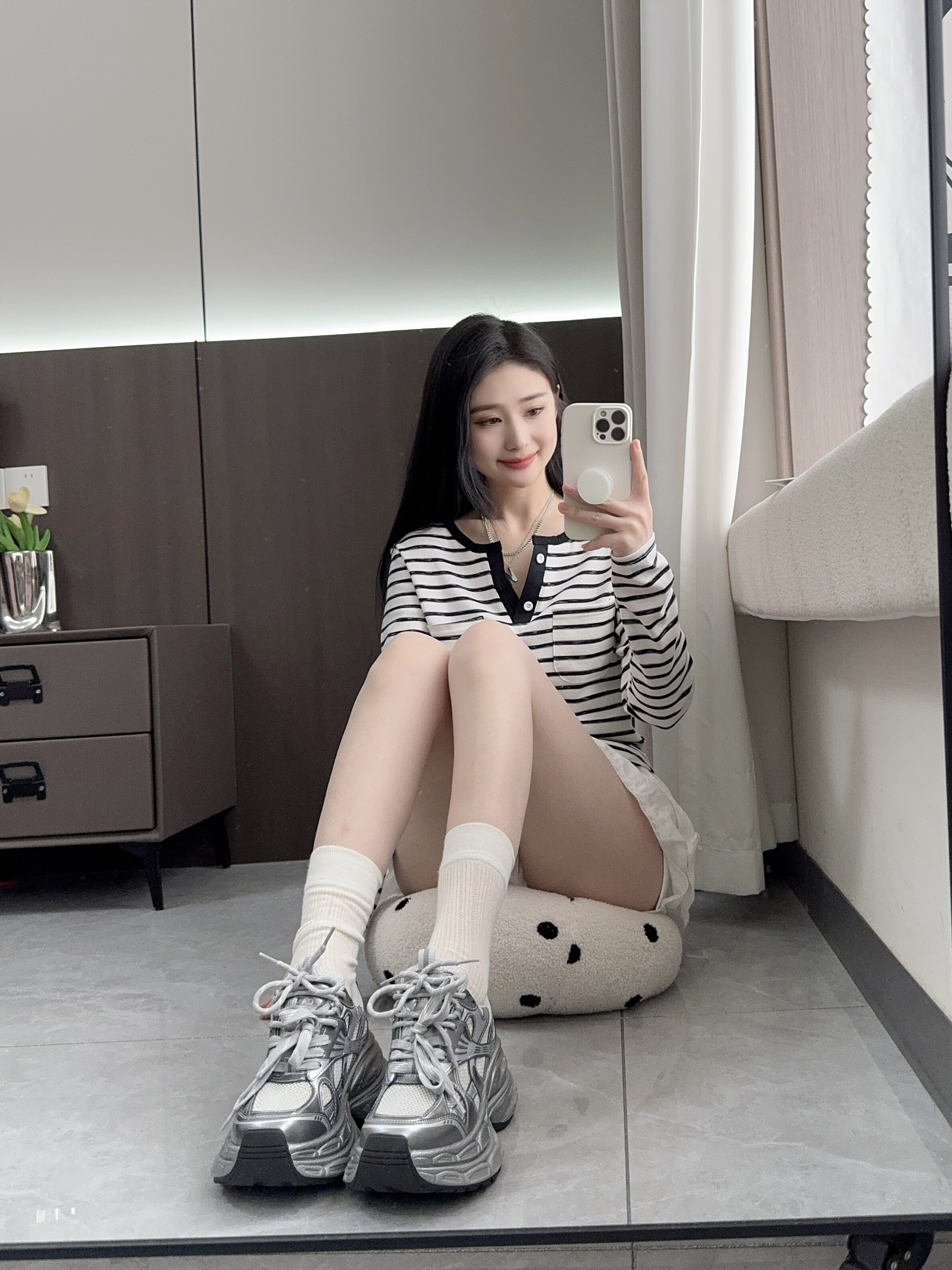 迪丽热巴同款骆驼银月老爹鞋 银色厚底设计拉长比例 增高显瘦不累脚