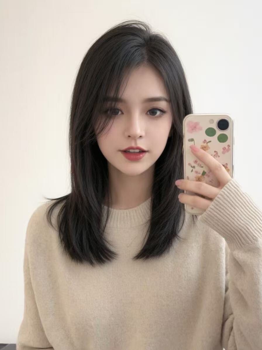 唯俏真人发丝全头套假发 层次感偏分锁骨发设计 随意分缝自然逼真