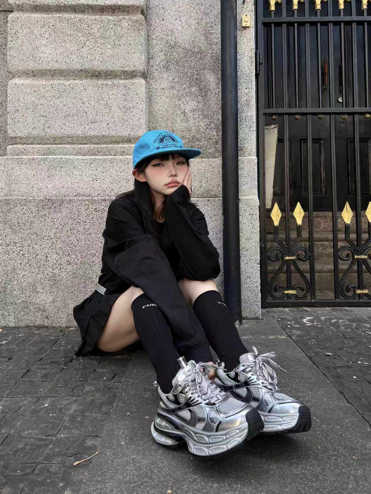迪丽热巴同款骆驼银月老爹鞋 银色厚底设计拉长比例 增高显瘦不累脚