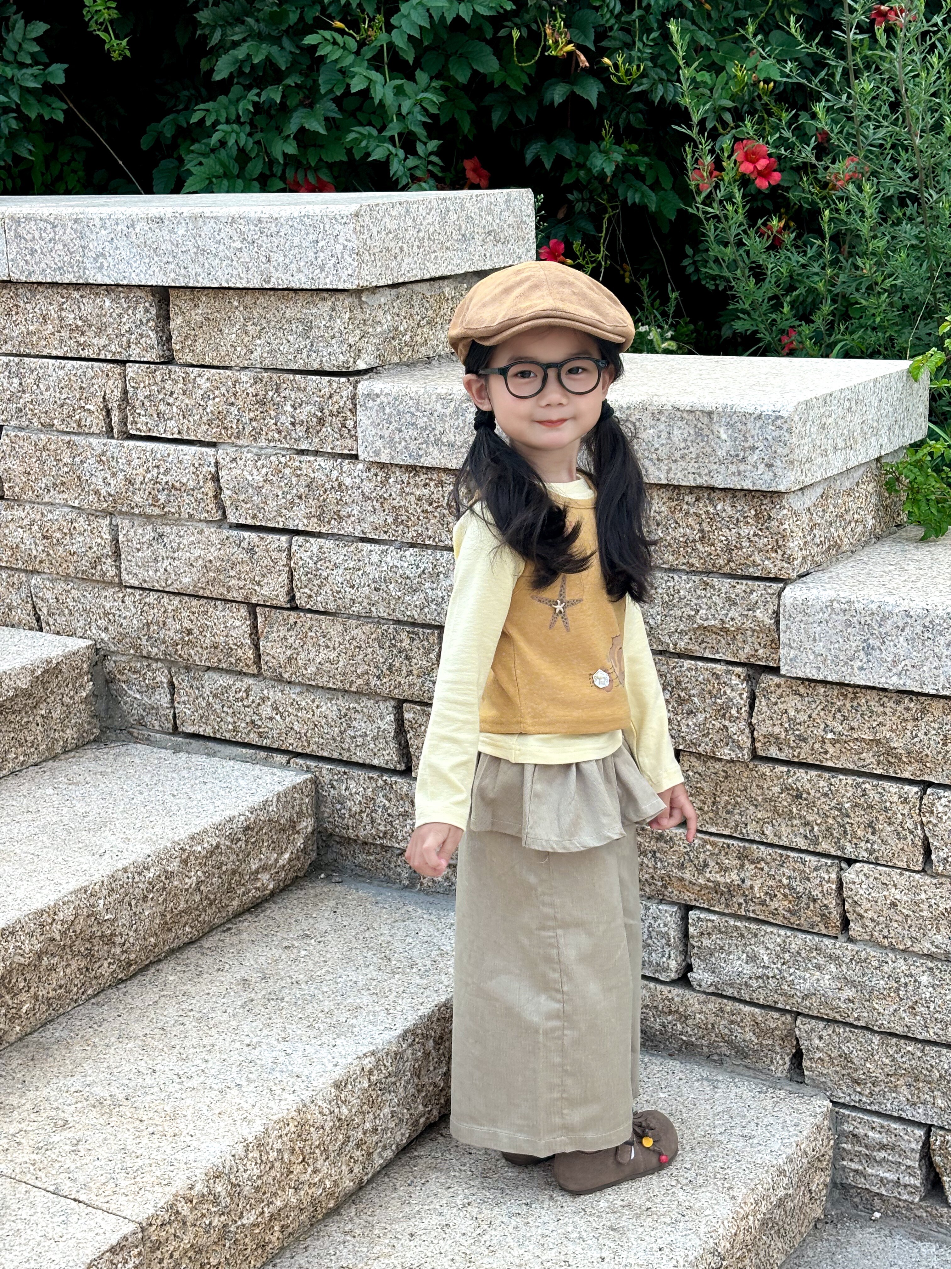 Customer photo for Layered Top + Skirt-Panel Pants (3-Piece), 100cm