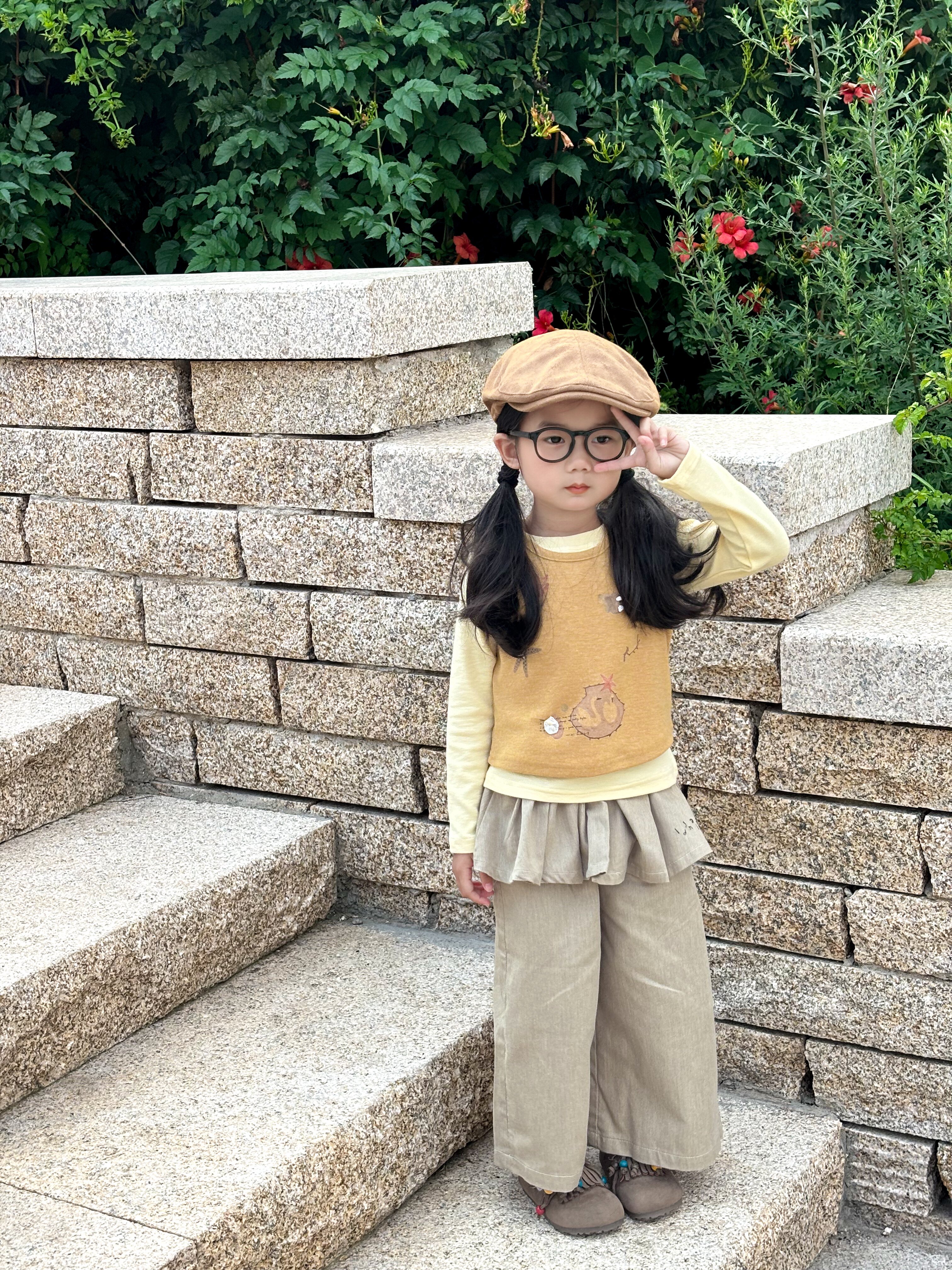 Customer photo for Layered Top + Skirt-Panel Pants (3-Piece), 100cm