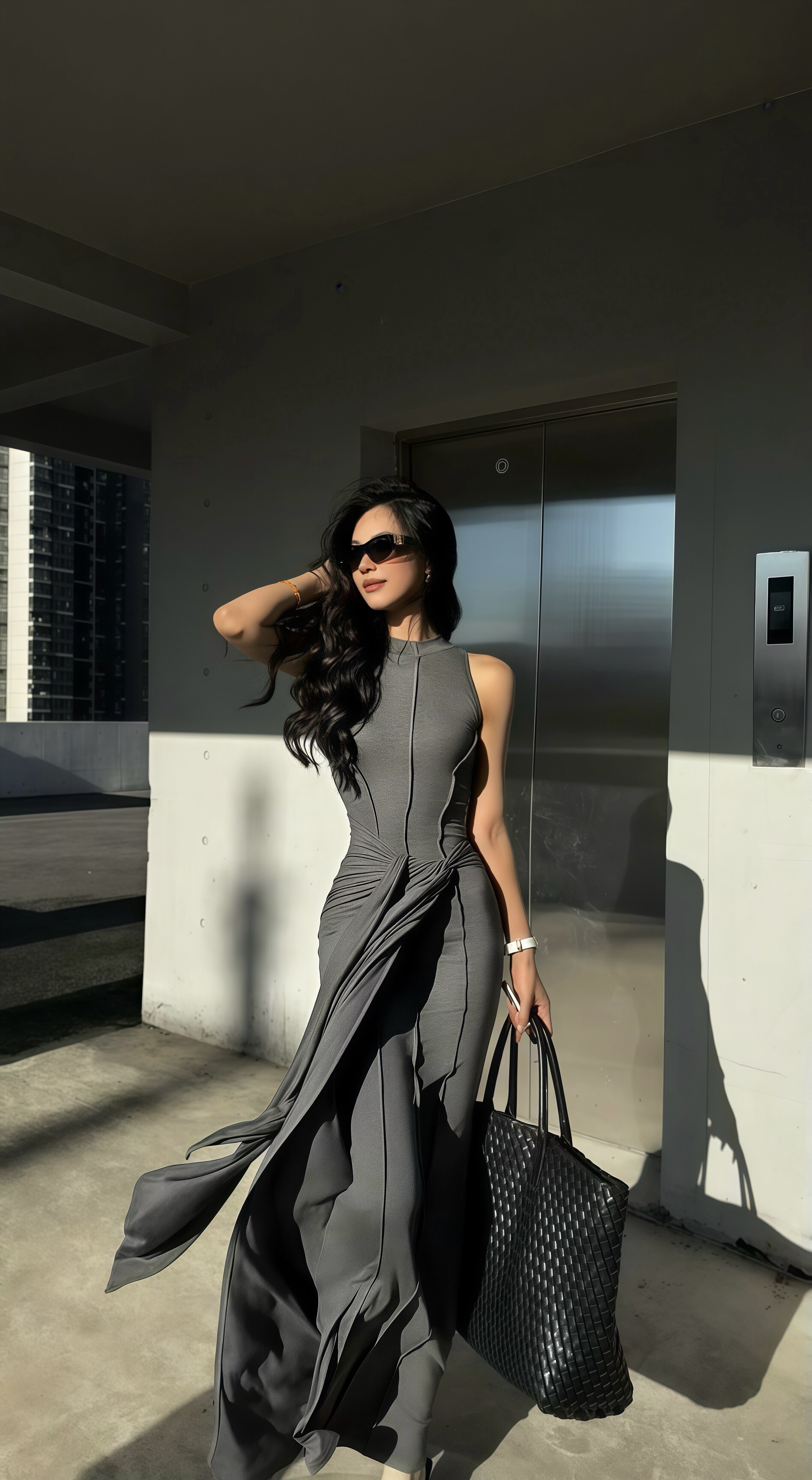 CYNR原创设计高级灰背心裙 莫代尔面料柔软亲肤 修身假两件设计层次感十足