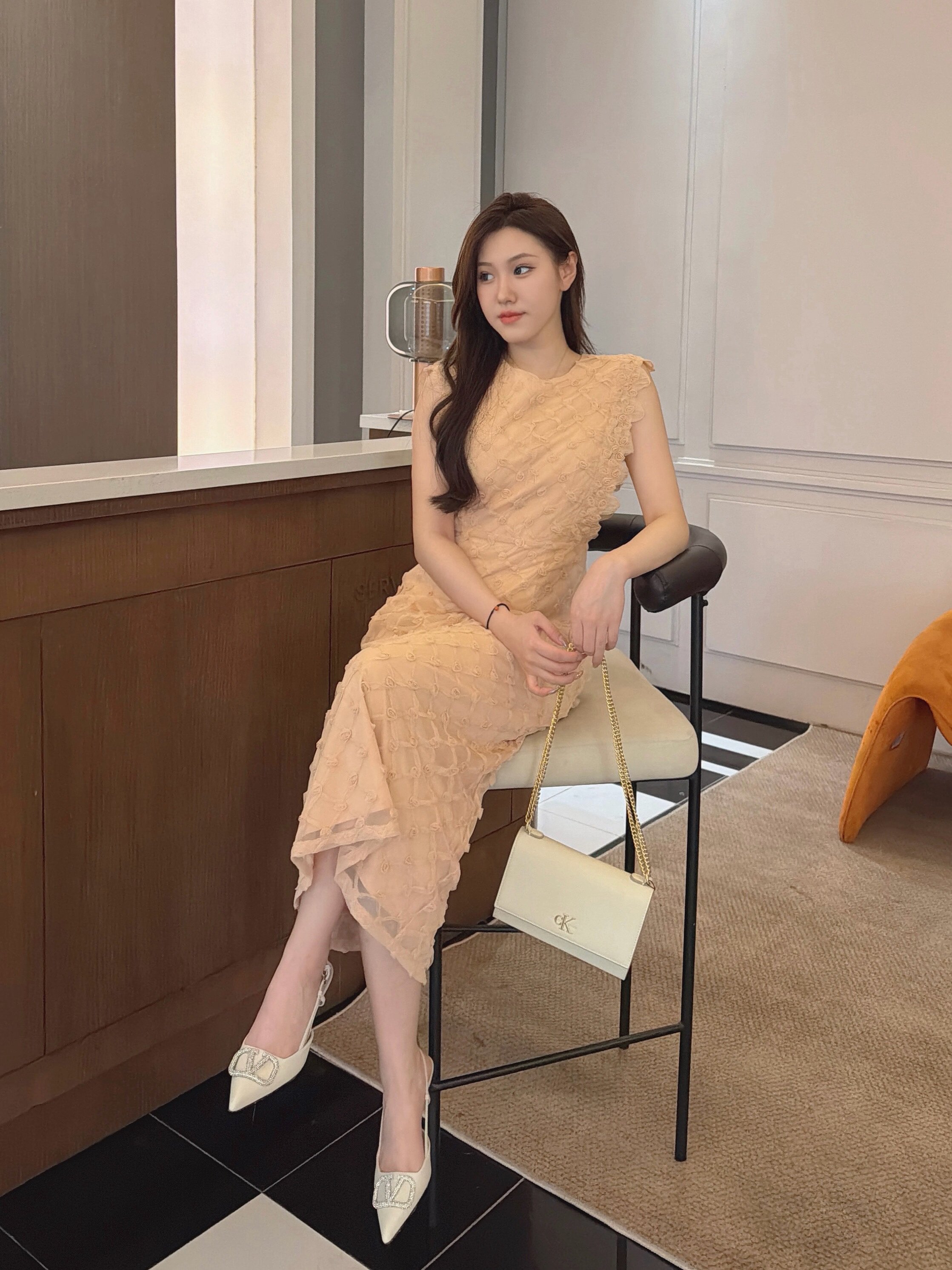 Calvin Klein优雅通勤包 荔枝纹皮质高级耐磨 字母搭扣翻盖简约大气