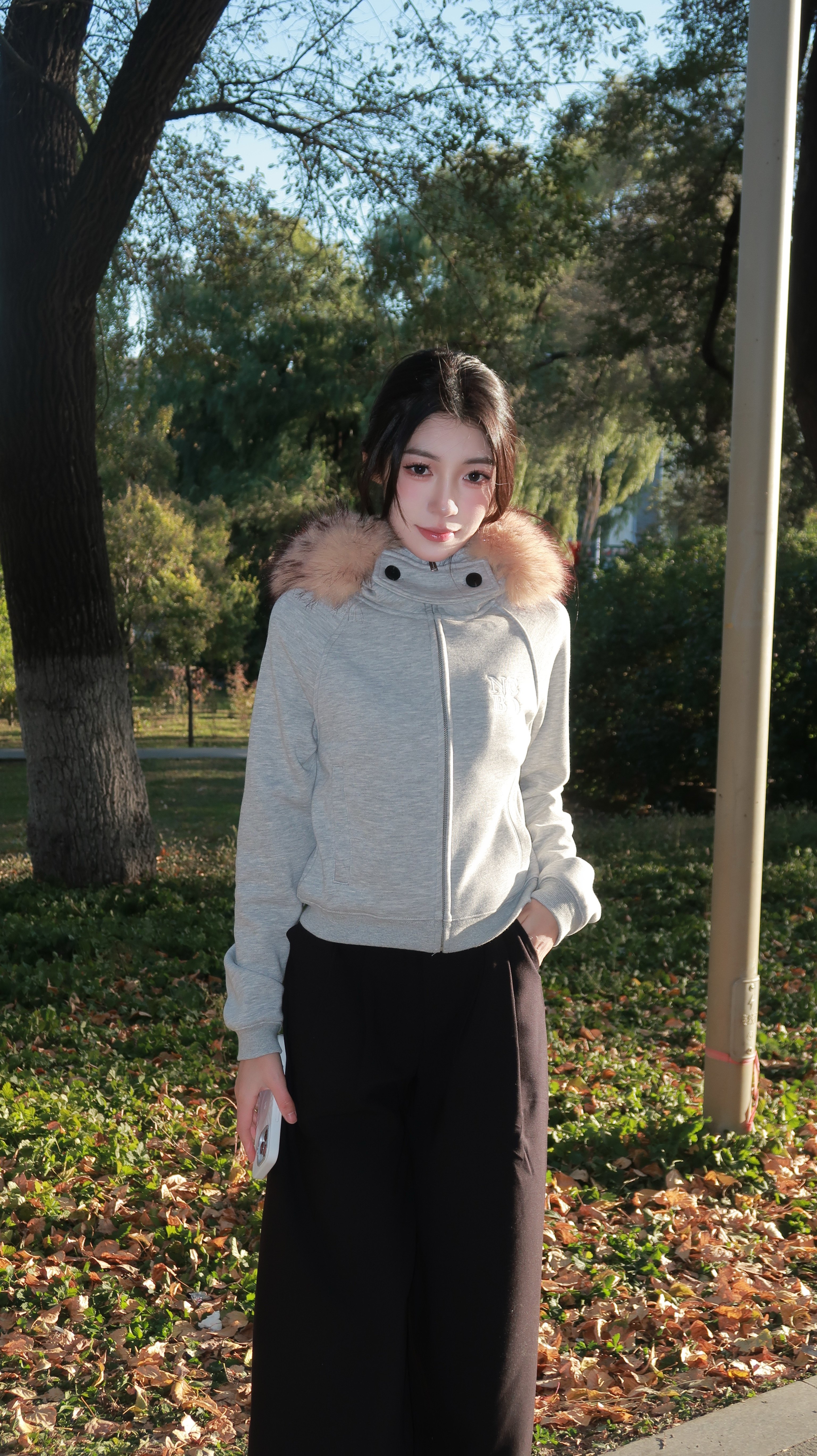 KENABSTUDIO春夏灰色阔腿西装裤 宽松垂感面料舒适有型