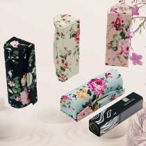  Lipstick storage box Environmental protection big flower cloth lipstick box Lipstick box Lipstick box single with mirror small gift