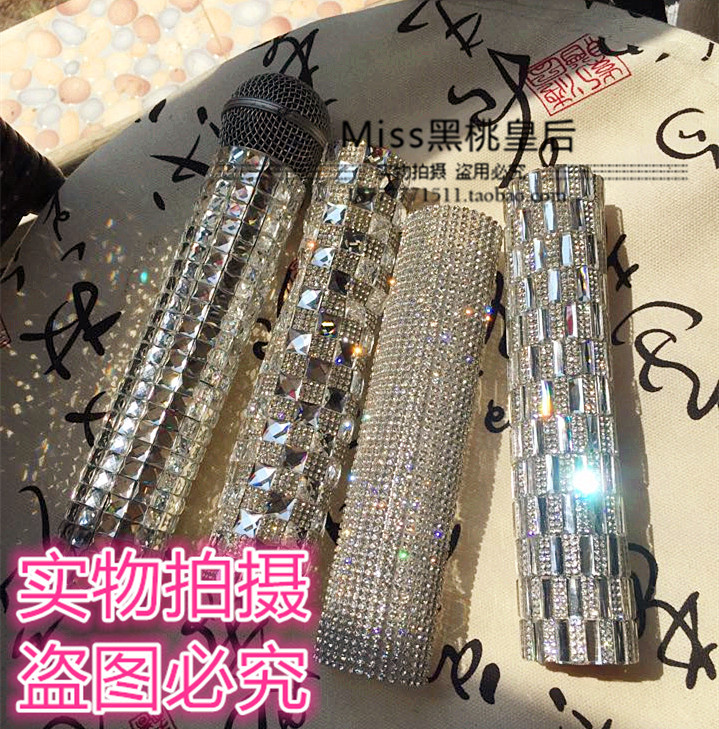 Miss Queen of Spades Nightclub Exclusive Diamond-Encrusted Microphone Cover Shining Professional Rhinestone Microphone Protective Cover Miss Queen of Spades Nightclub Exclusive Diamond-Encrusted Microphone Cover Shining Professional Rhinestone Microphone Protective Cover