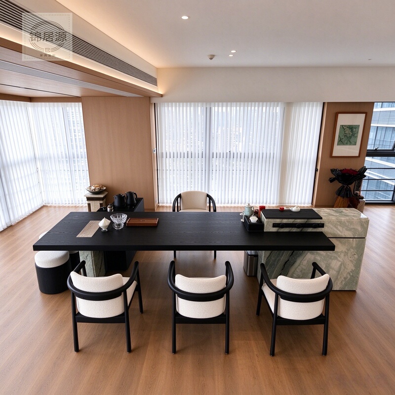 New Chinese-Style North American Black Walnut Solid Wood Slate Tea Table, Light Luxury and Simple Design, Suitable for Home, Office, Reception, and Negotiation New Chinese-Style North American Black Walnut Solid Wood Slate Tea Table, Light Luxury and Simple Design, Suitable for Home, Office, Reception, and Negotiation